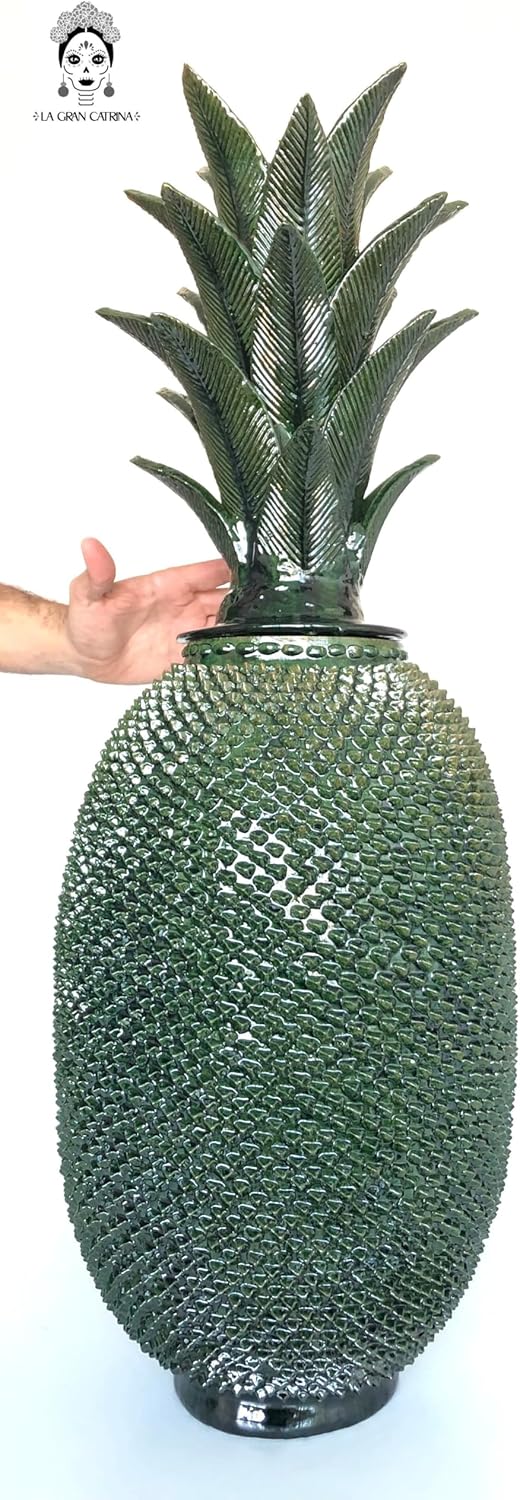 Michoacán Clay Pineapple - Green Spikes - 35 in. - in. Production Juan Gtz