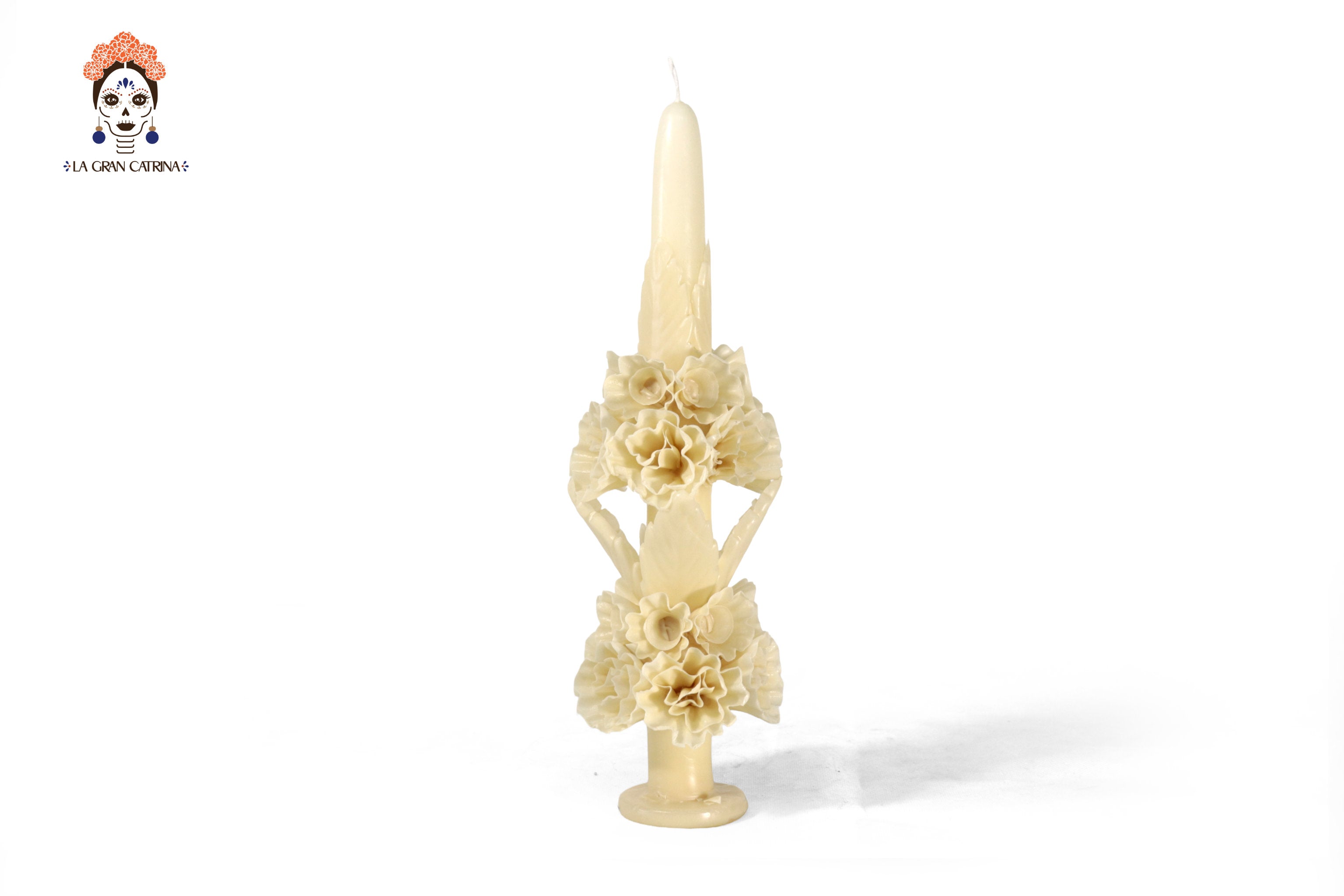 Sculpted Candle - Decorative Flowers Yellow - 11 in. Viviana
