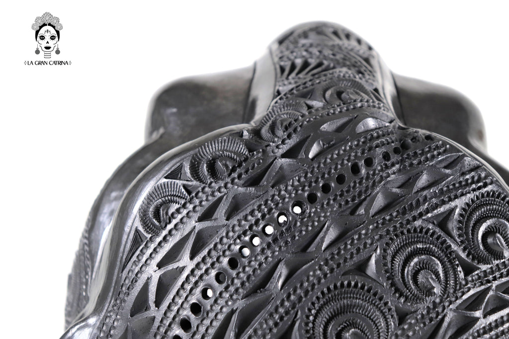 Black Clay Jaguar Head - 8.7 in. Tere Oax