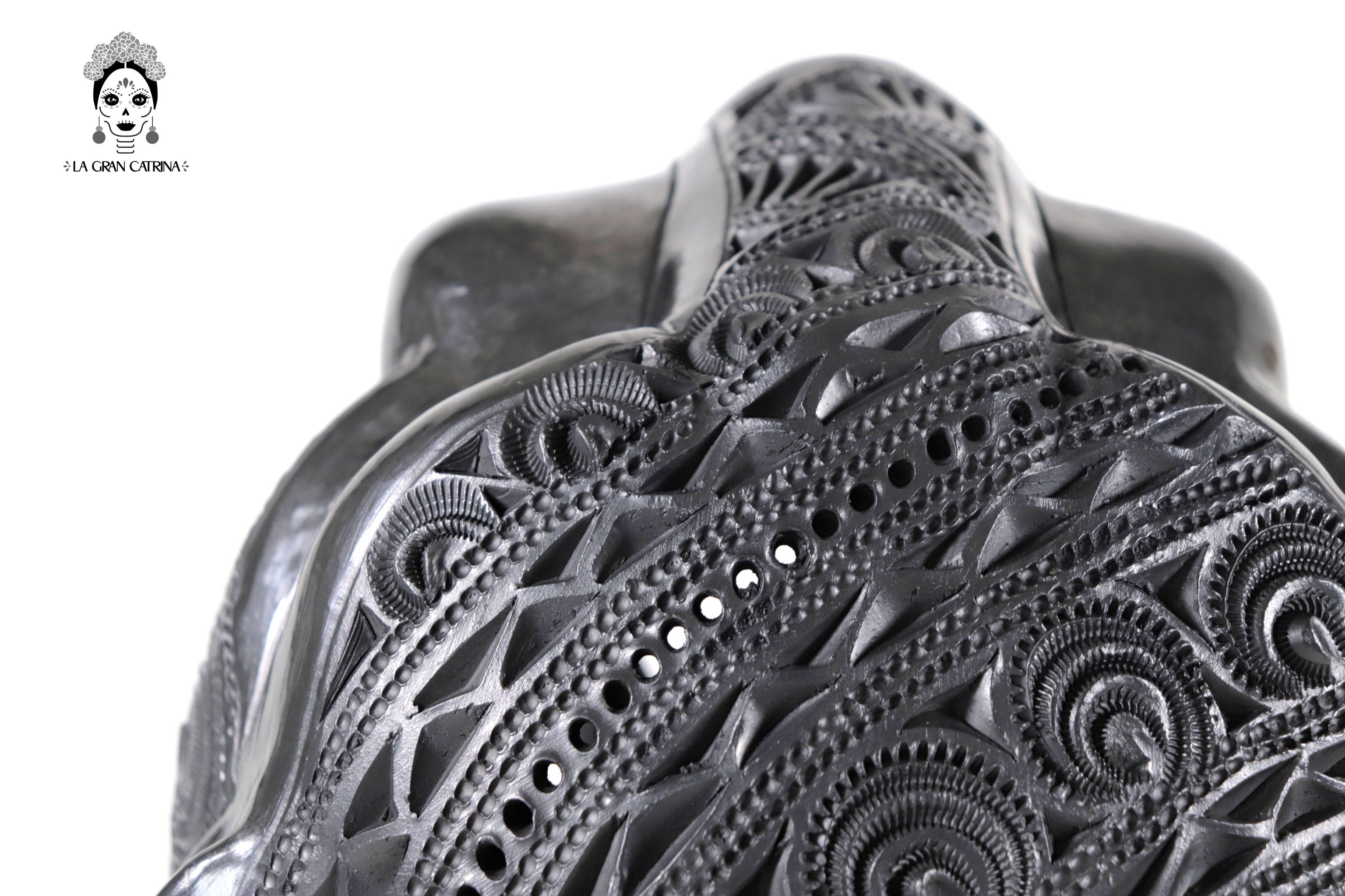 Black Clay Jaguar Head - 8.7 in. Tere Oax