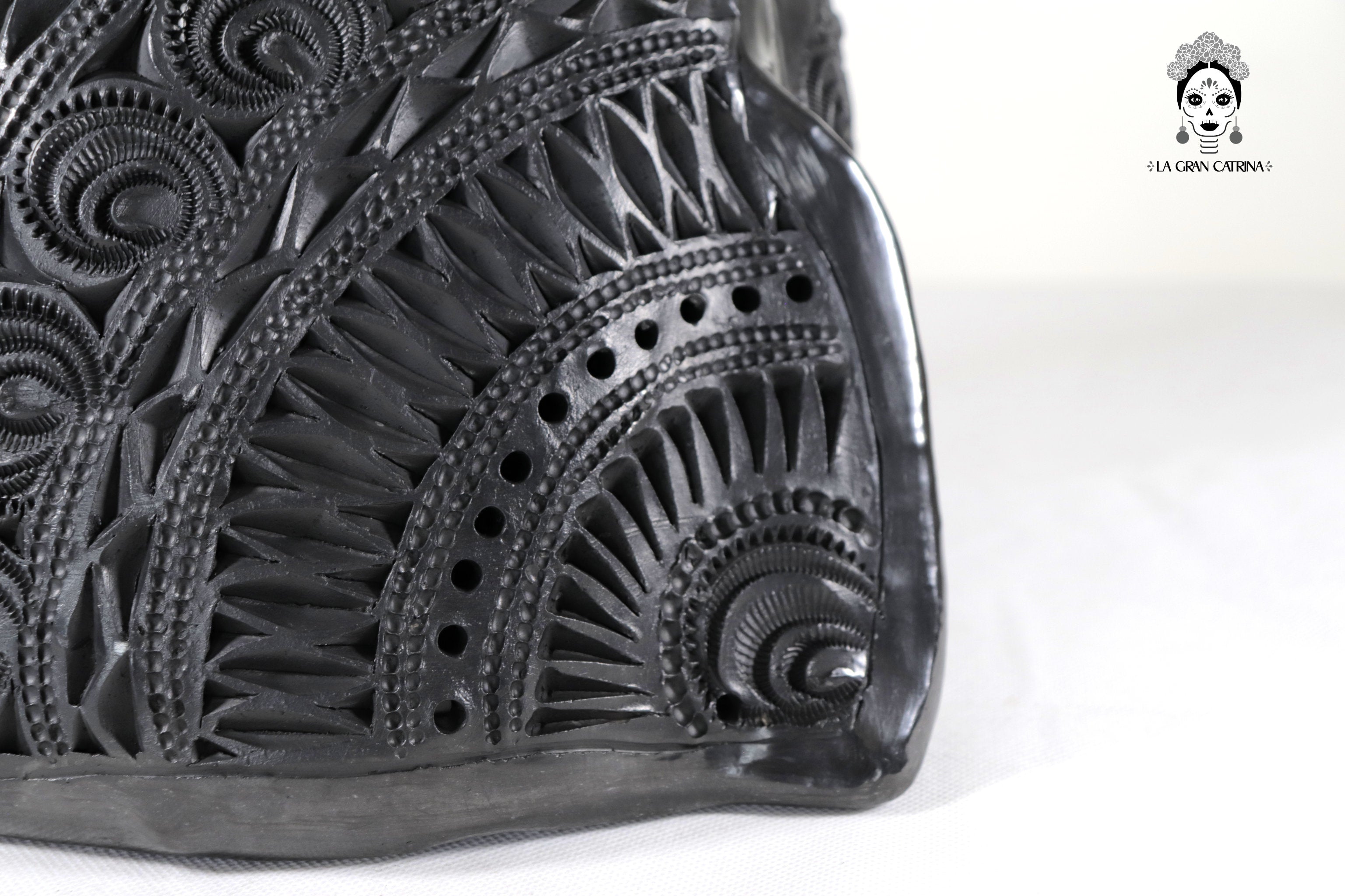 Black Clay Jaguar Head - 8.7 in. Tere Oax