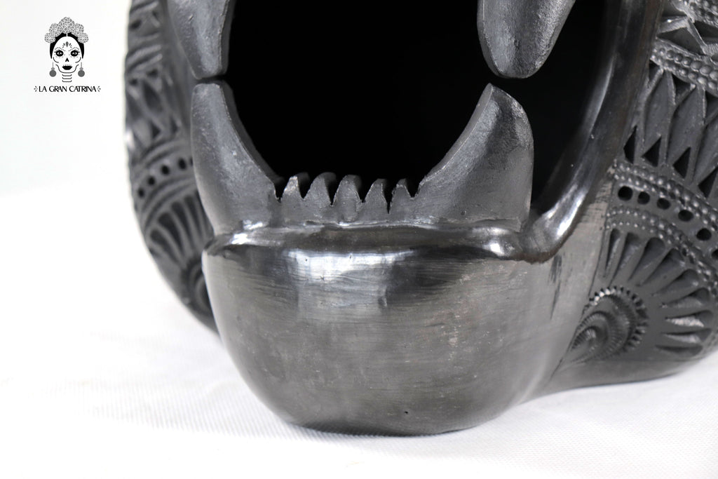 Black Clay Jaguar Head - 8.7 in. Tere Oax