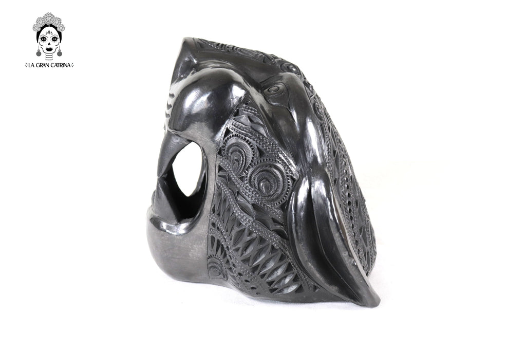 Black Clay Jaguar Head - 8.7 in. Tere Oax