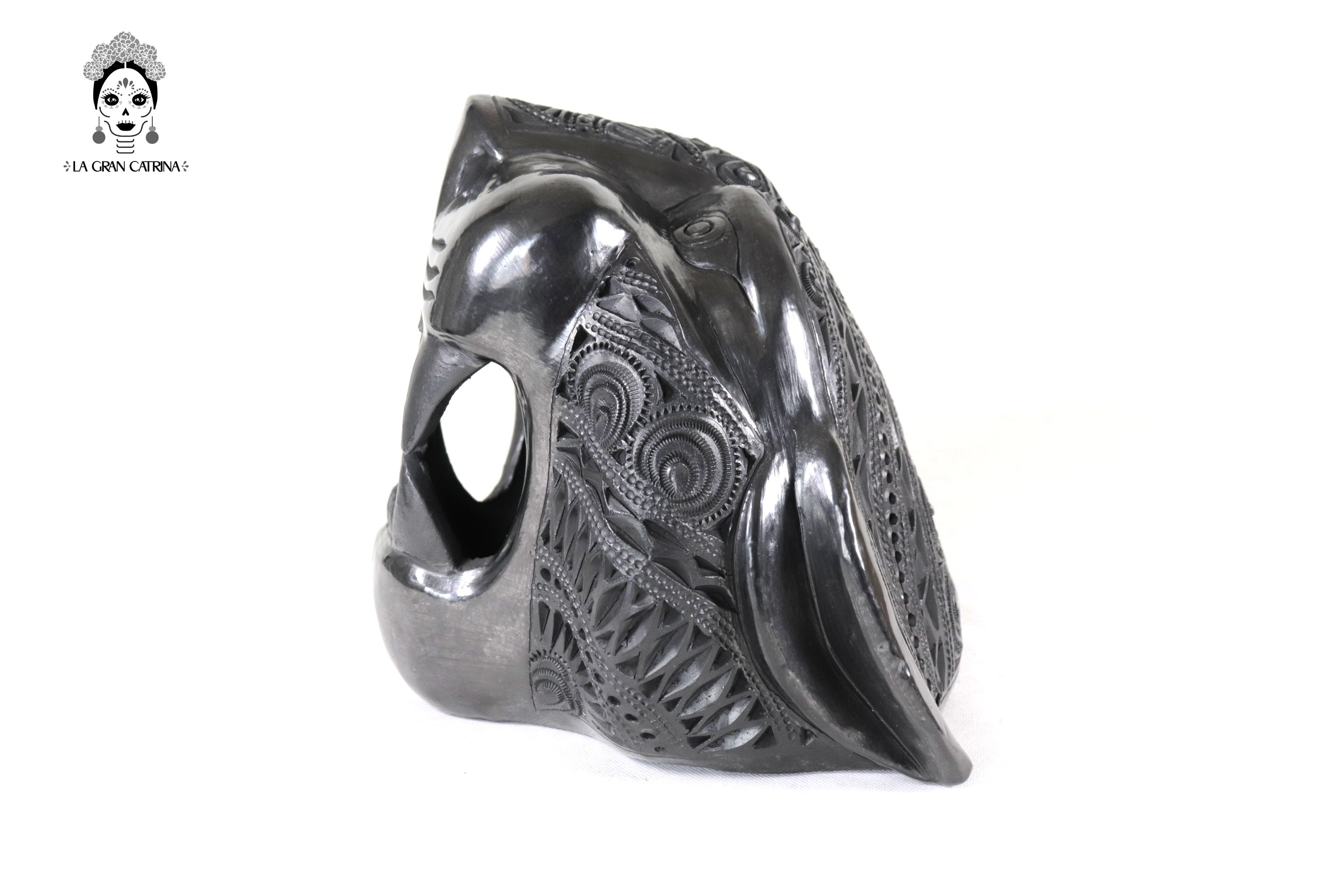 Black Clay Jaguar Head - 8.7 in. Tere Oax