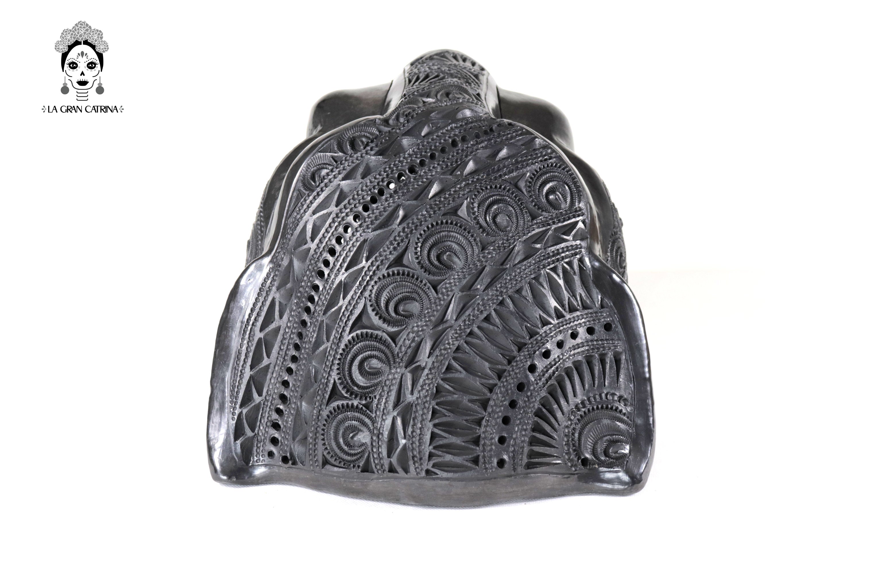 Black Clay Jaguar Head - 8.7 in. Tere Oax