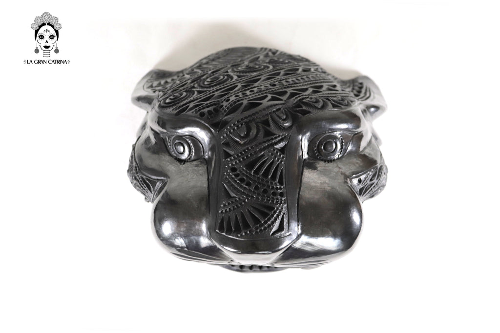 Black Clay Jaguar Head - 8.7 in. Tere Oax