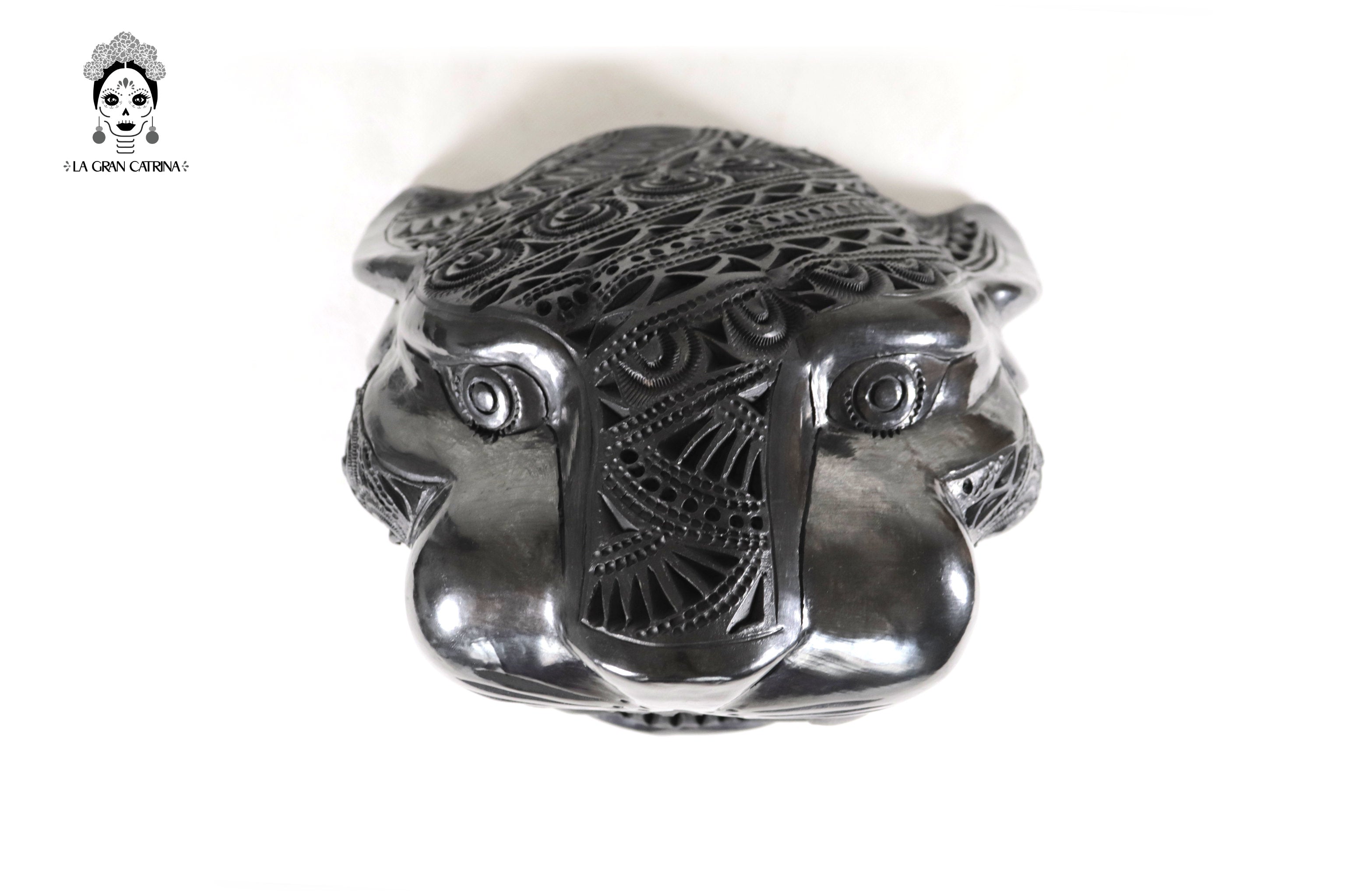 Black Clay Jaguar Head - 8.7 in. Tere Oax