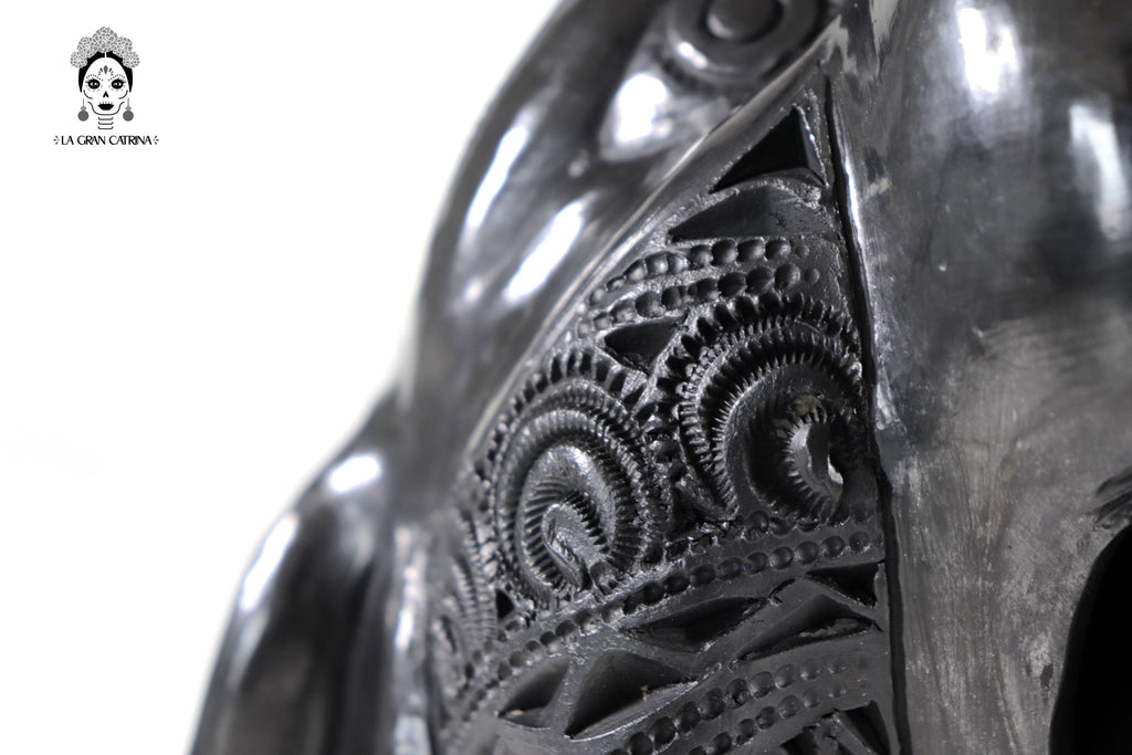 Black Clay Jaguar Head - 8.7 in. Tere Oax