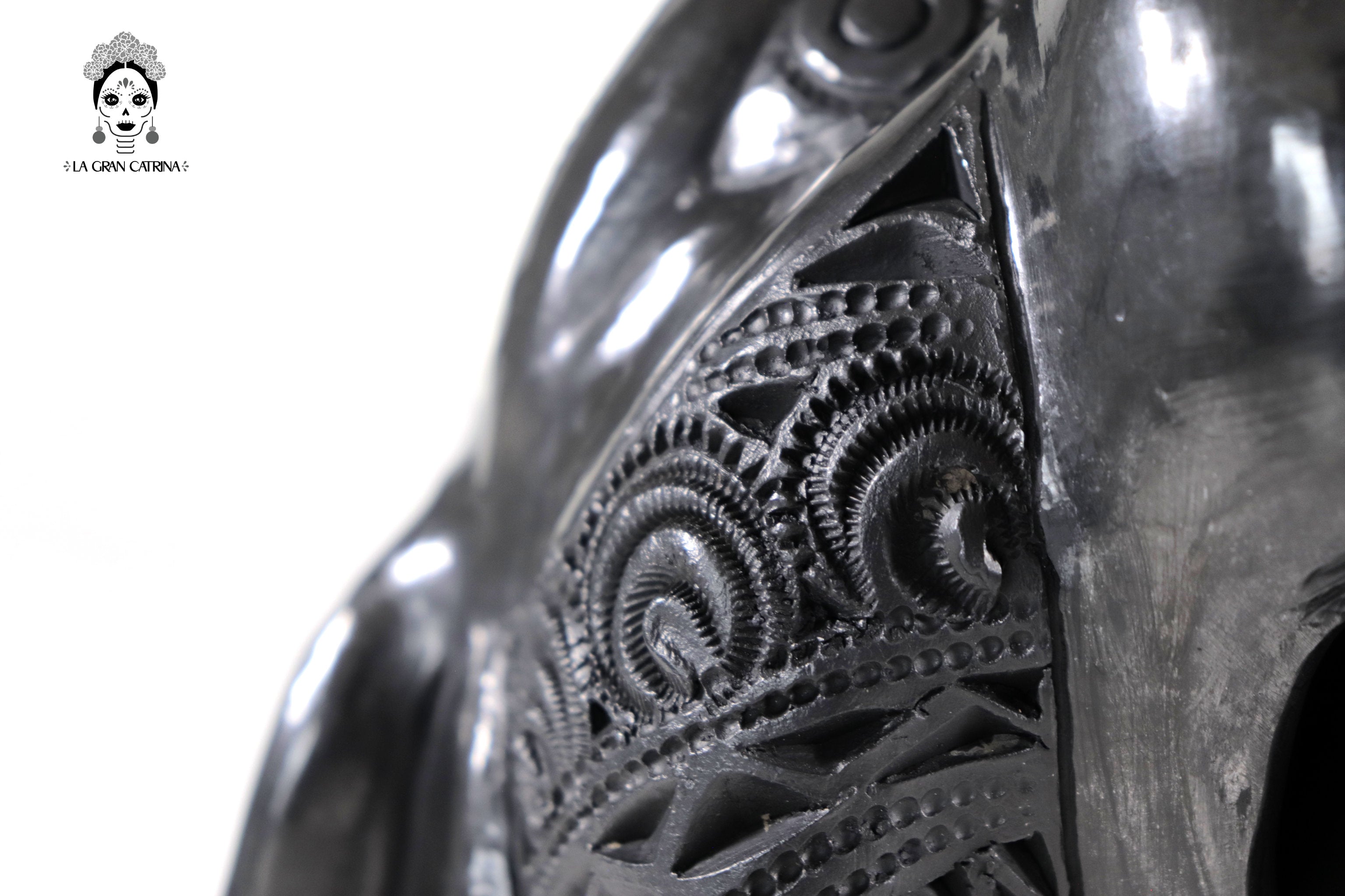 Black Clay Jaguar Head - 8.7 in. Tere Oax