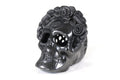Black Clay Skull with Flowers 7.9 in. Tere Oax