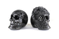Pair Black Clay Skulls 7.1 in. - 7.9 in. Tere Oax