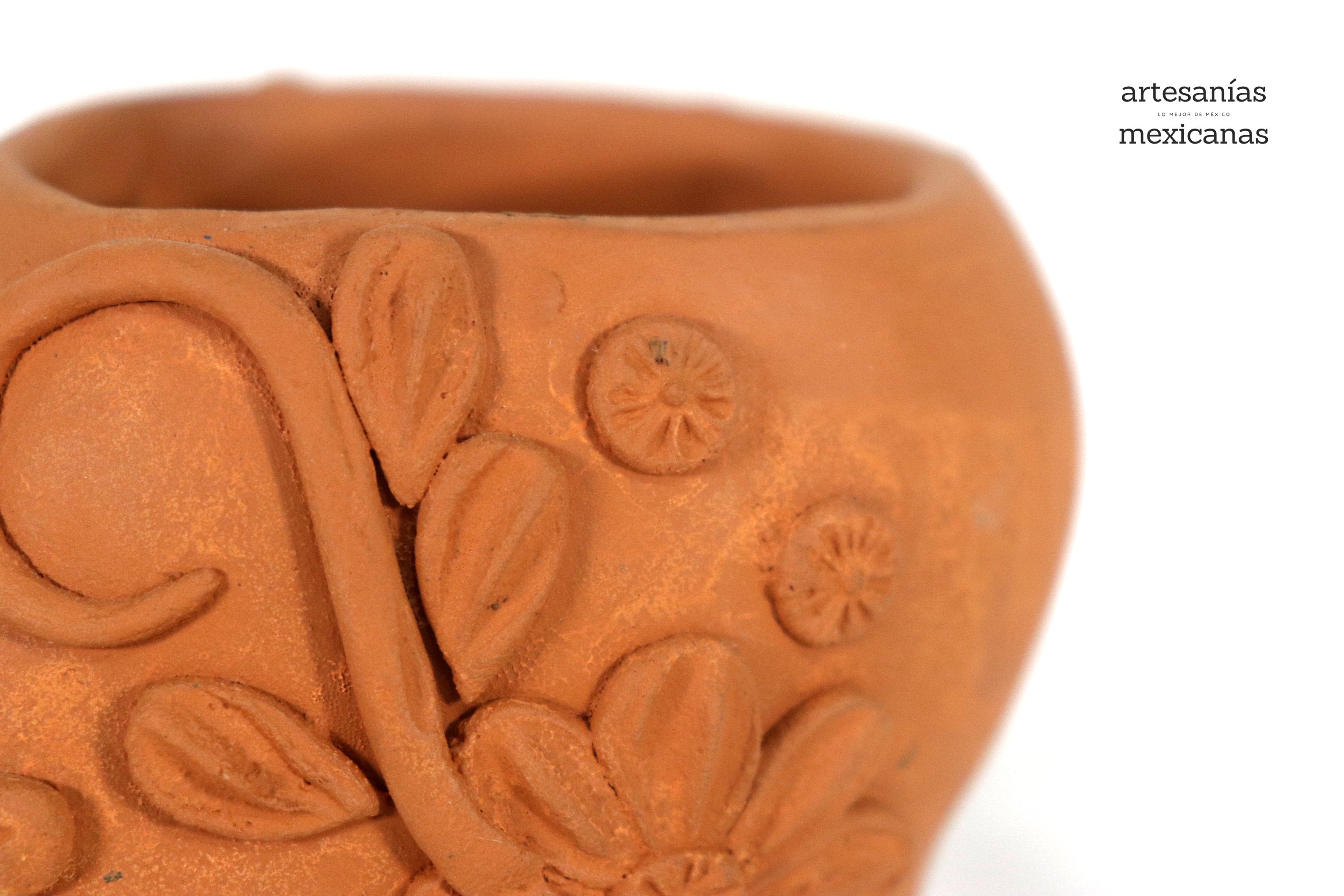 Planter al natural clay chica of Skull Style Catrina Brenda Capula