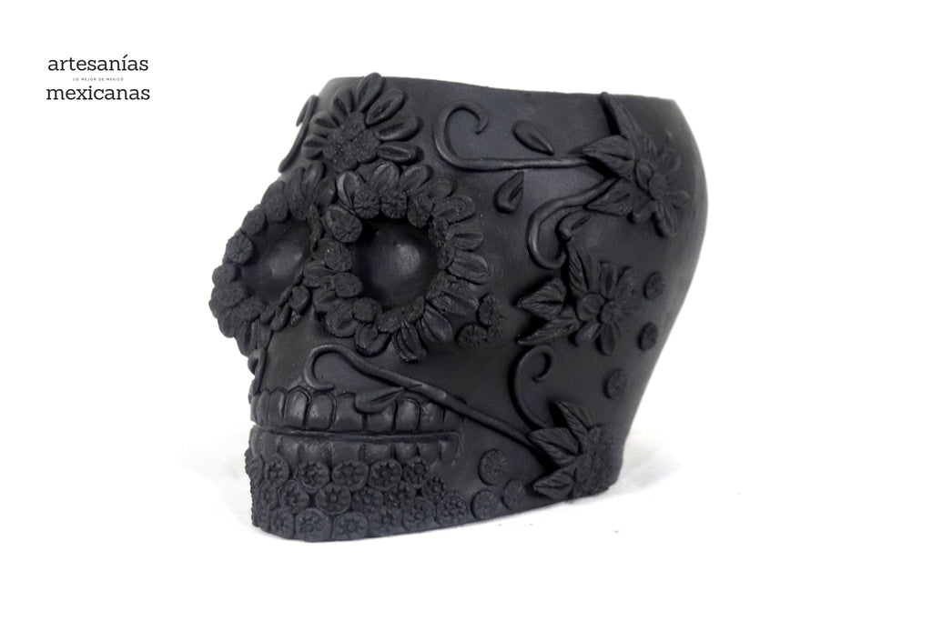 Planter black large of Skull Style Catrina Brenda Capula