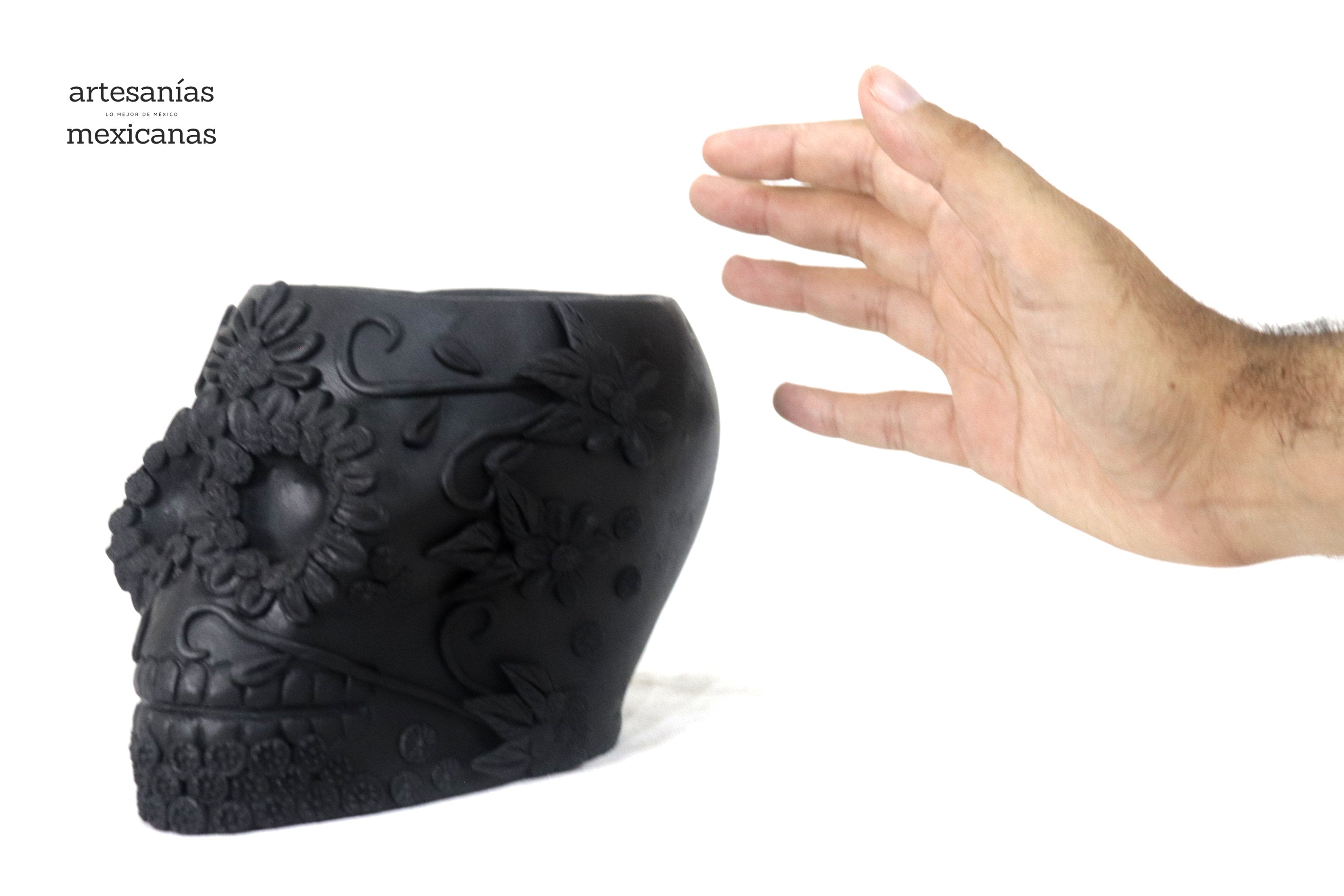 Planter black large of Skull Style Catrina Brenda Capula
