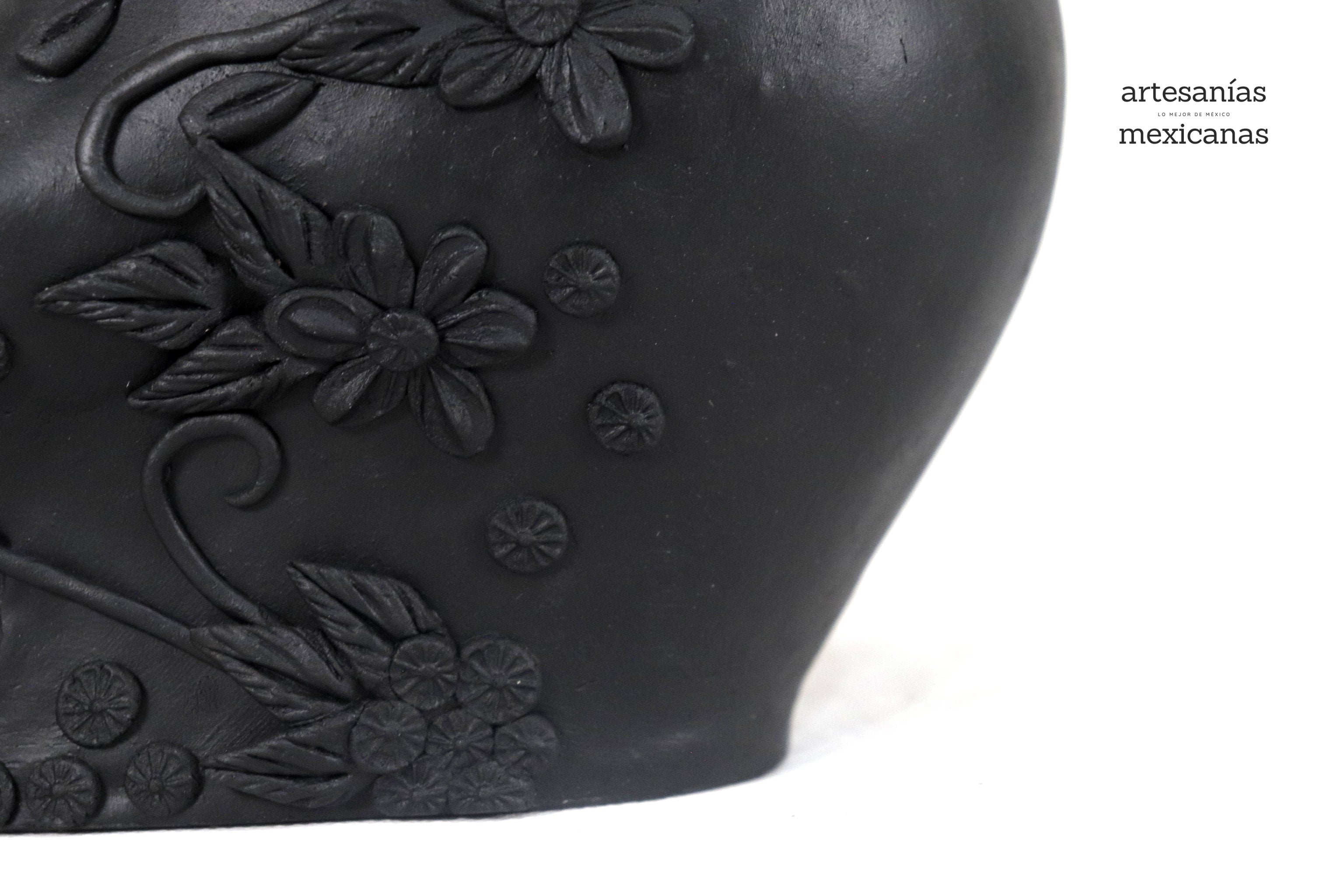 Planter black large of Skull Style Catrina Brenda Capula
