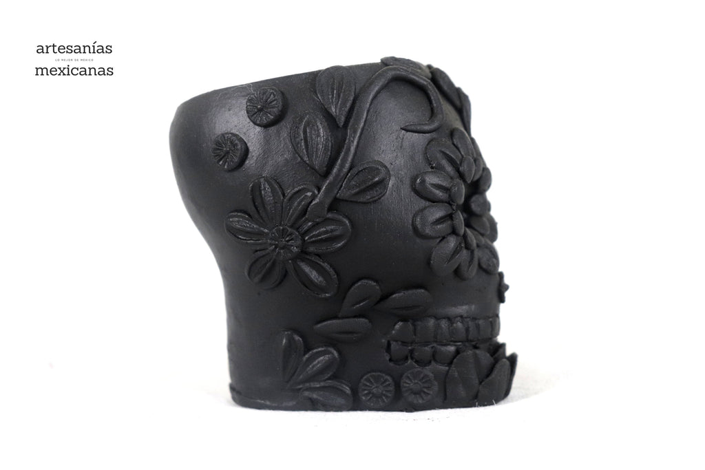 Planter black chica of Skull Style Catrina Brenda Capula