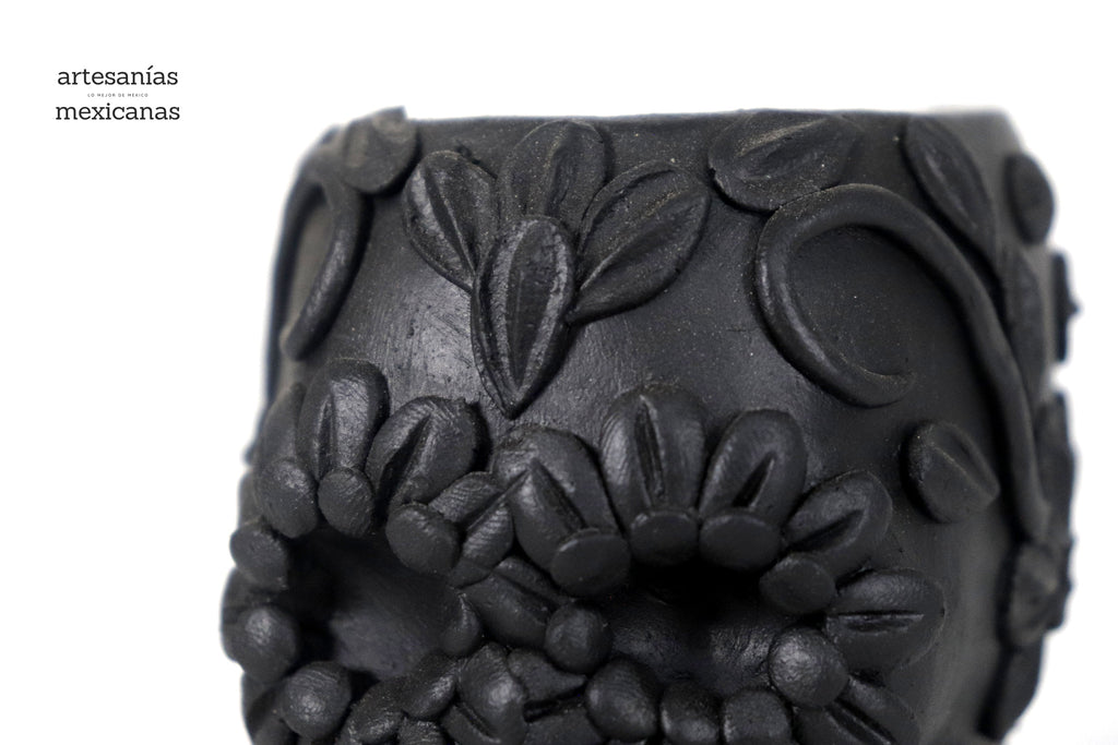 Planter black chica of Skull Style Catrina Brenda Capula