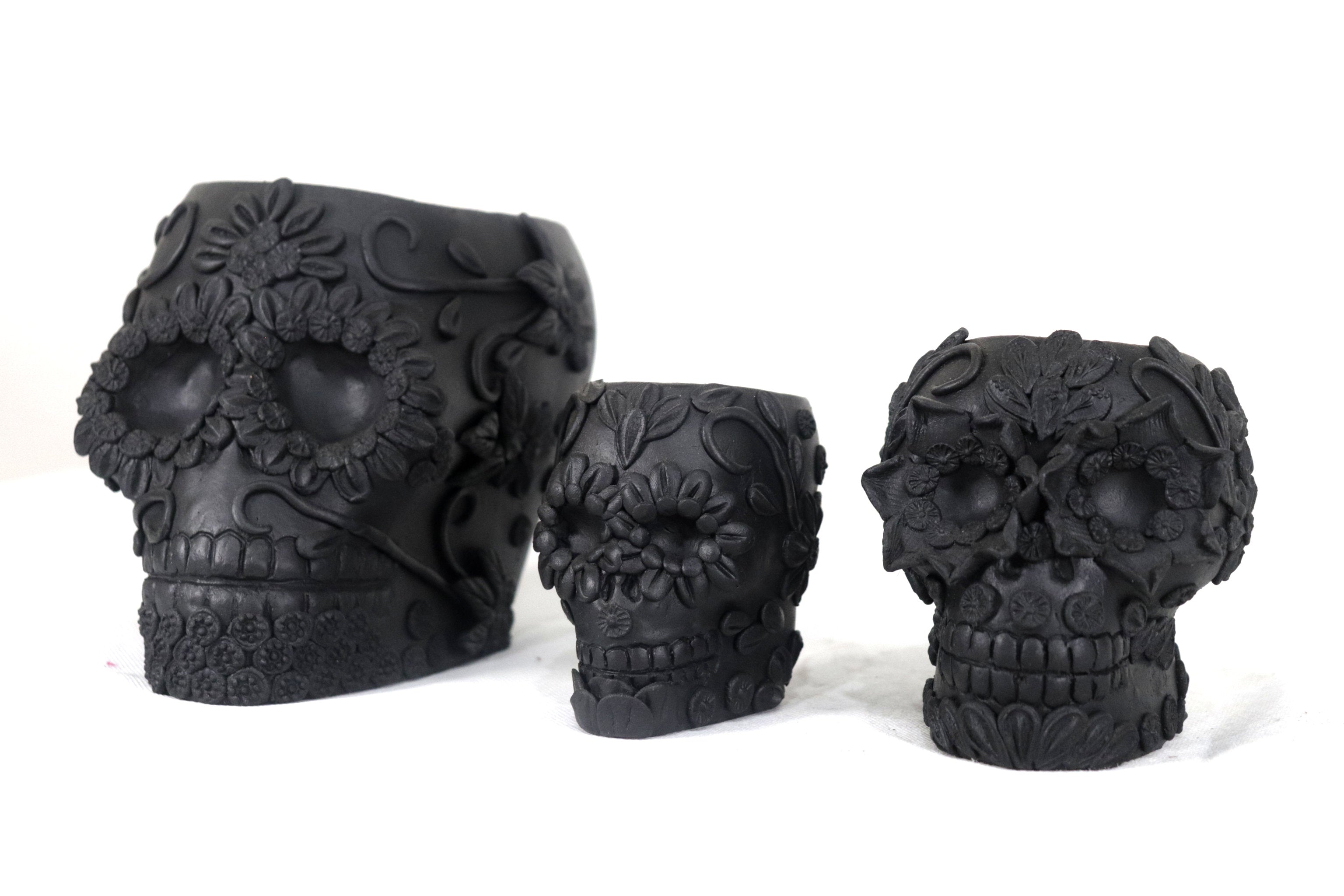 Planter black large of Skull Style Catrina Brenda Capula