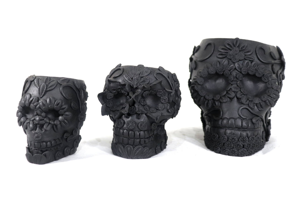 Planter black chica of Skull Style Catrina Brenda Capula
