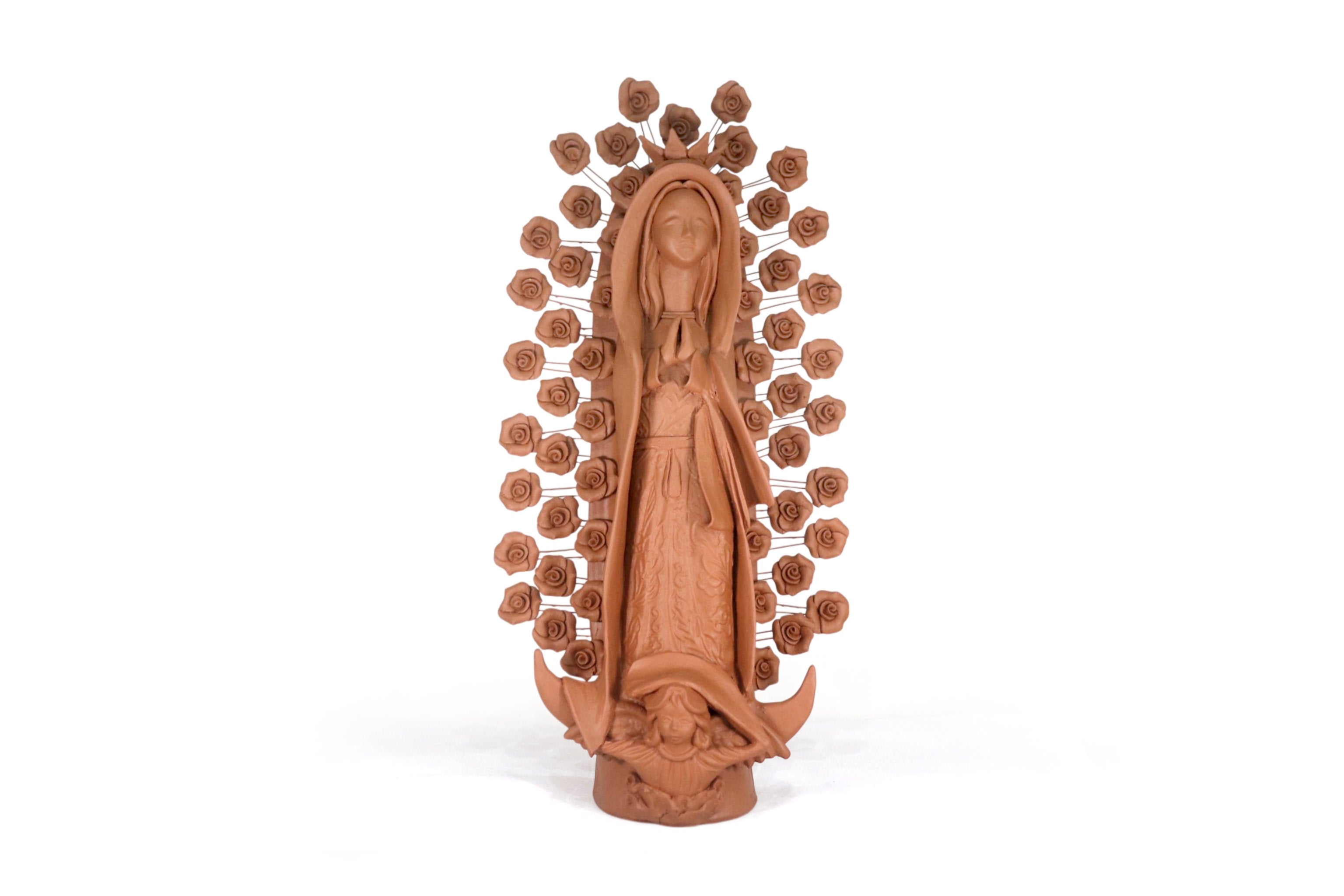 Virgin of Guadalupe - 27.2 in. - Natural Clay Montoya