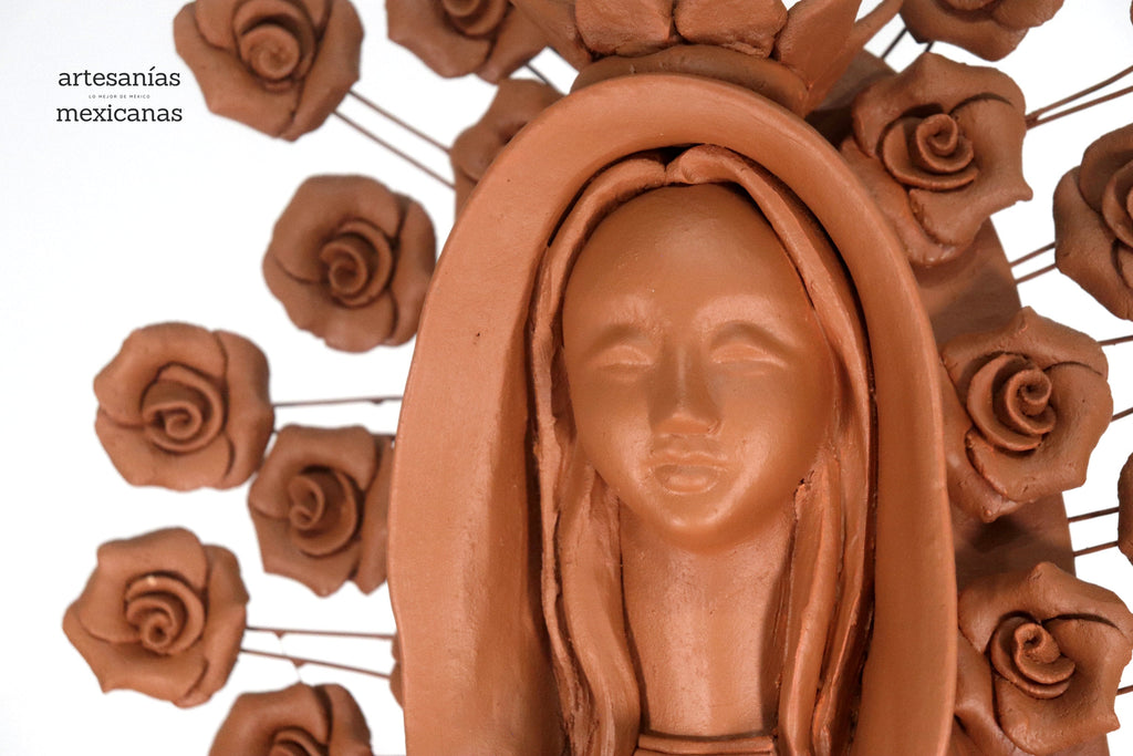 Virgin of Guadalupe - 27.2 in. - Natural Clay Montoya