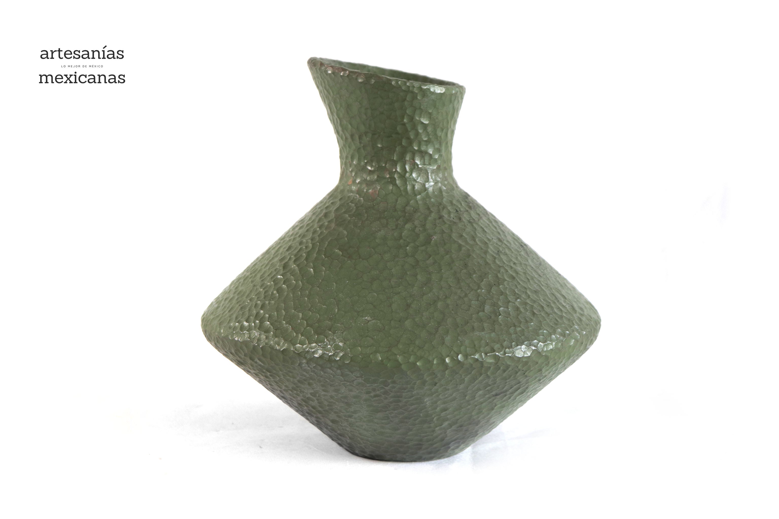 Vase moderno Clay martillado green - 10 in. Trejo