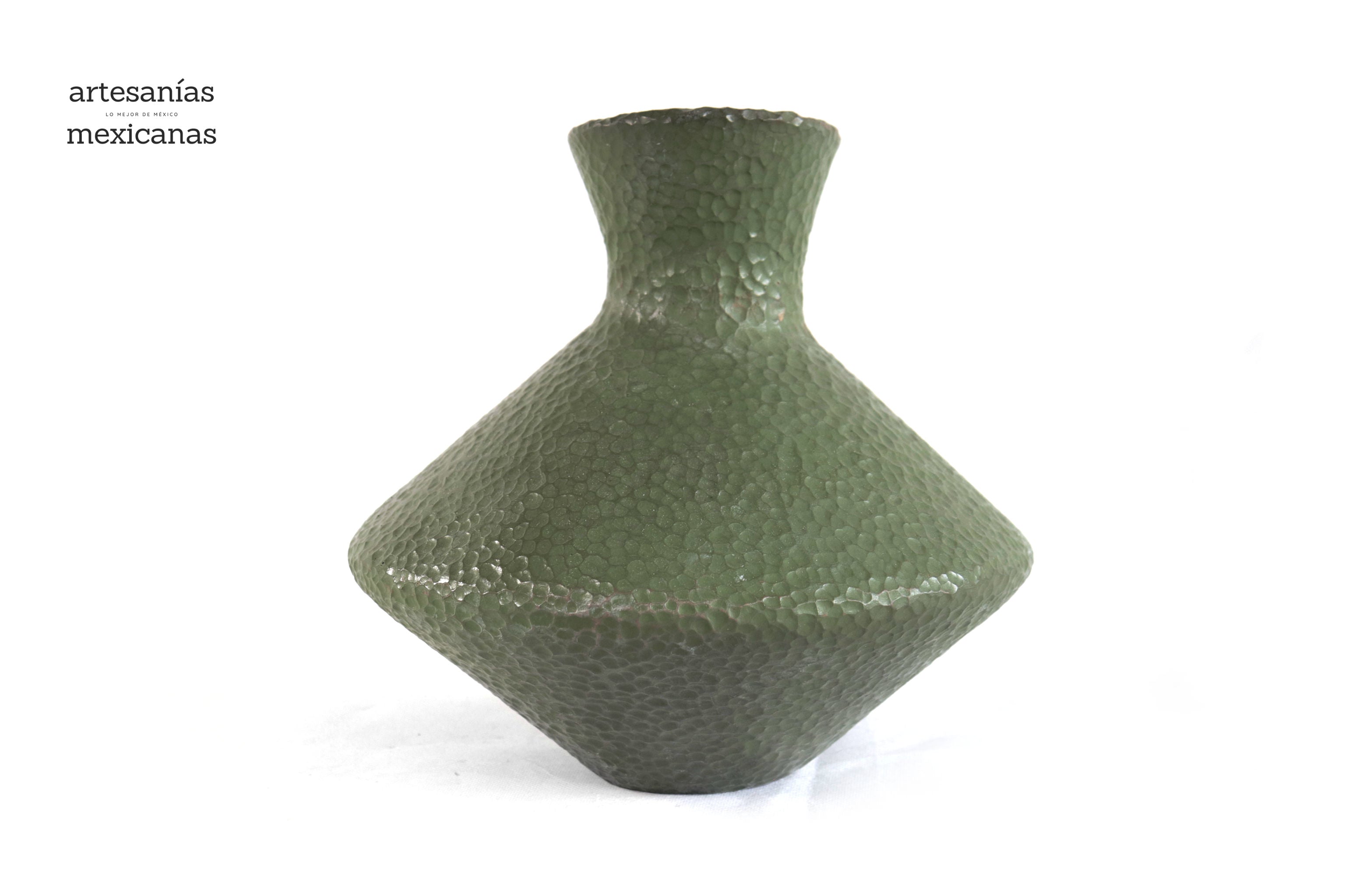 Vase moderno Clay martillado green - 10 in. Trejo