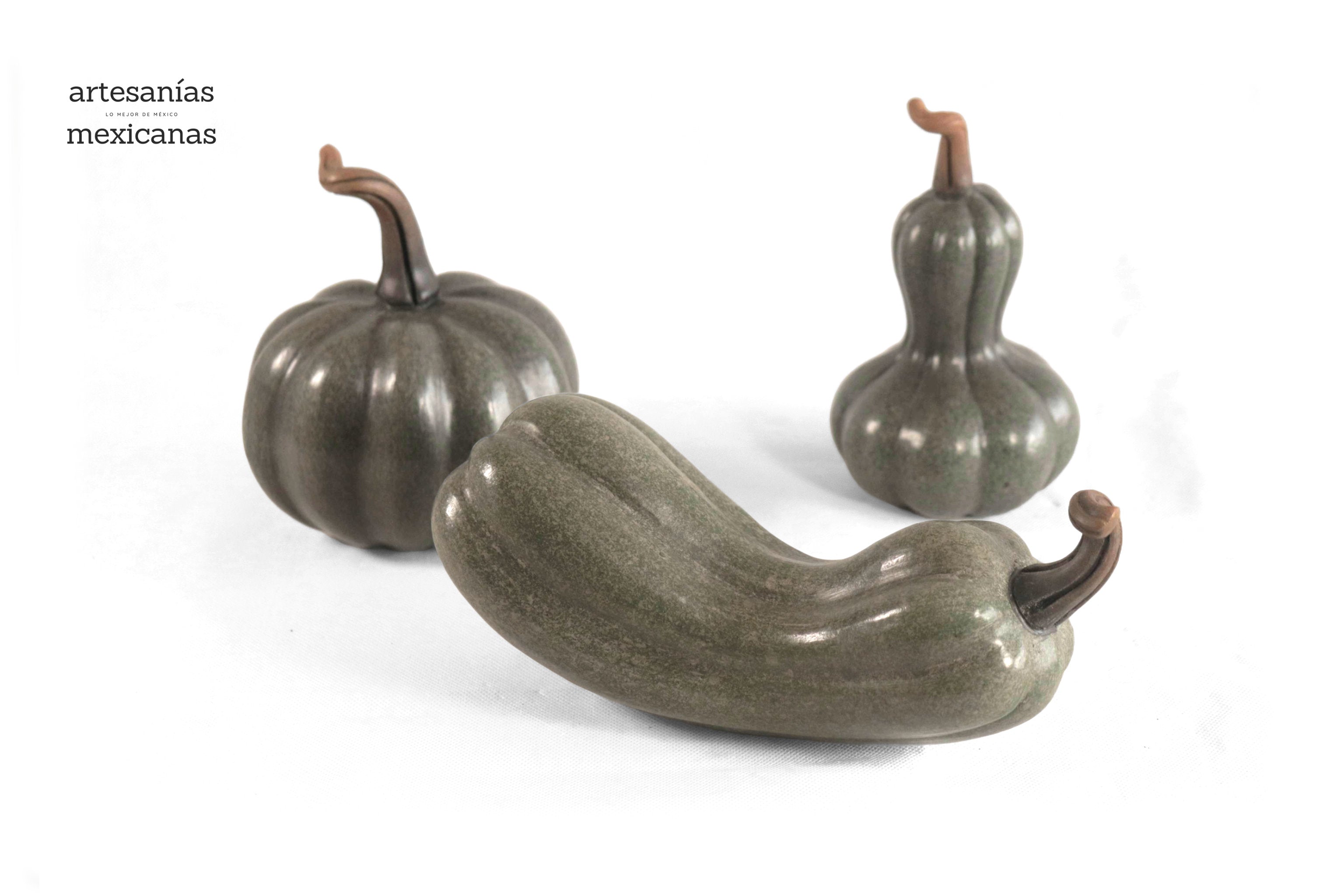 Set of 3 Pumpkins green grayish Trejo