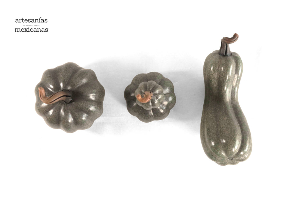 Set of 3 Pumpkins green grayish Trejo
