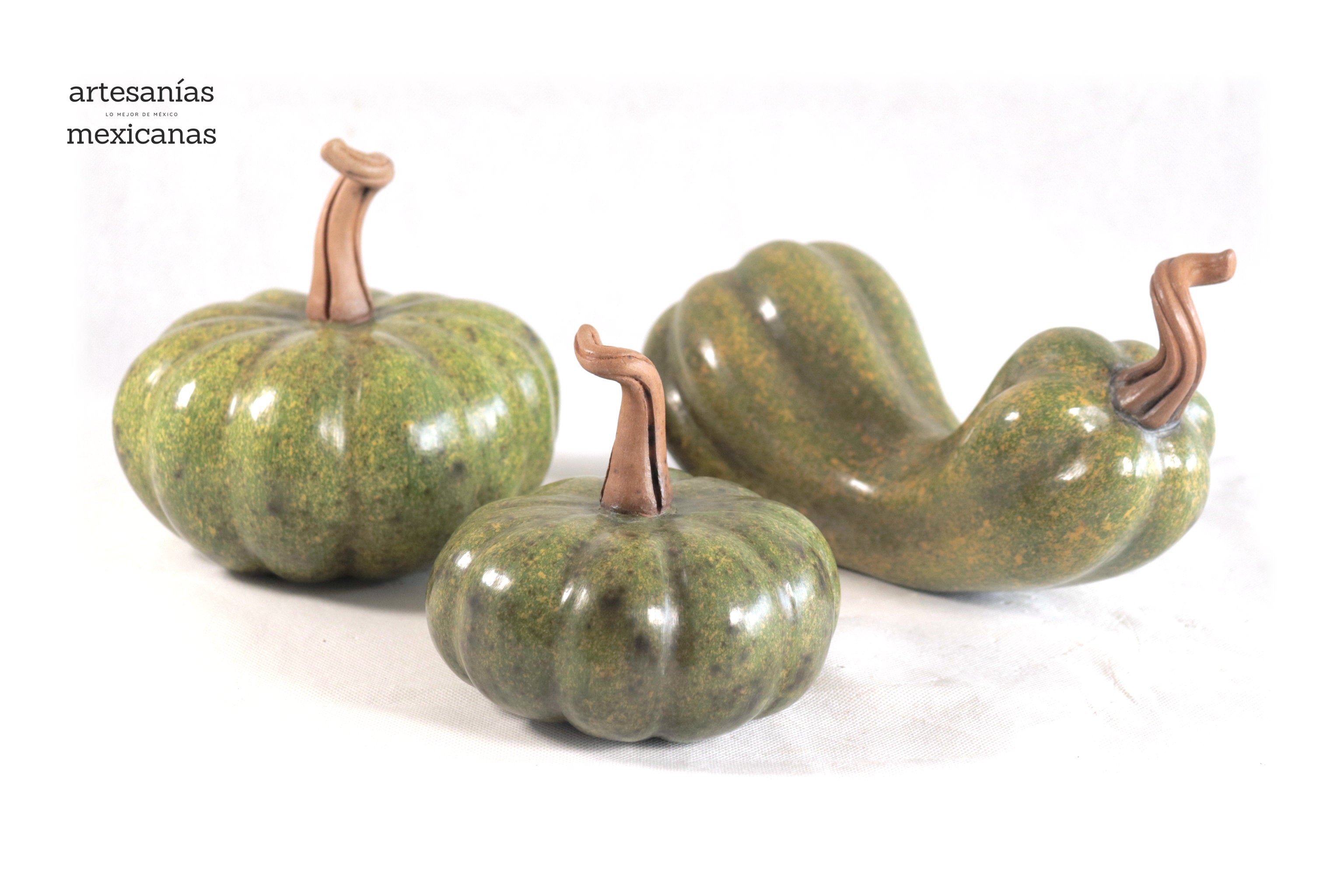 Set of 3 Pumpkins green l Trejo