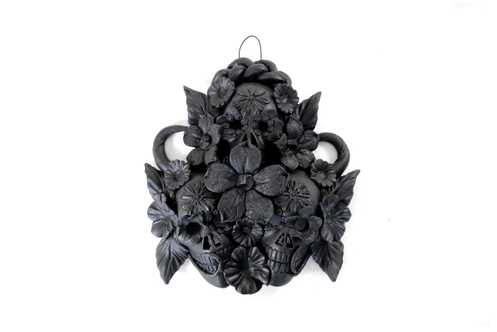 Skulls Blacks with Flowers I - 7.8 in. Brenda Capula