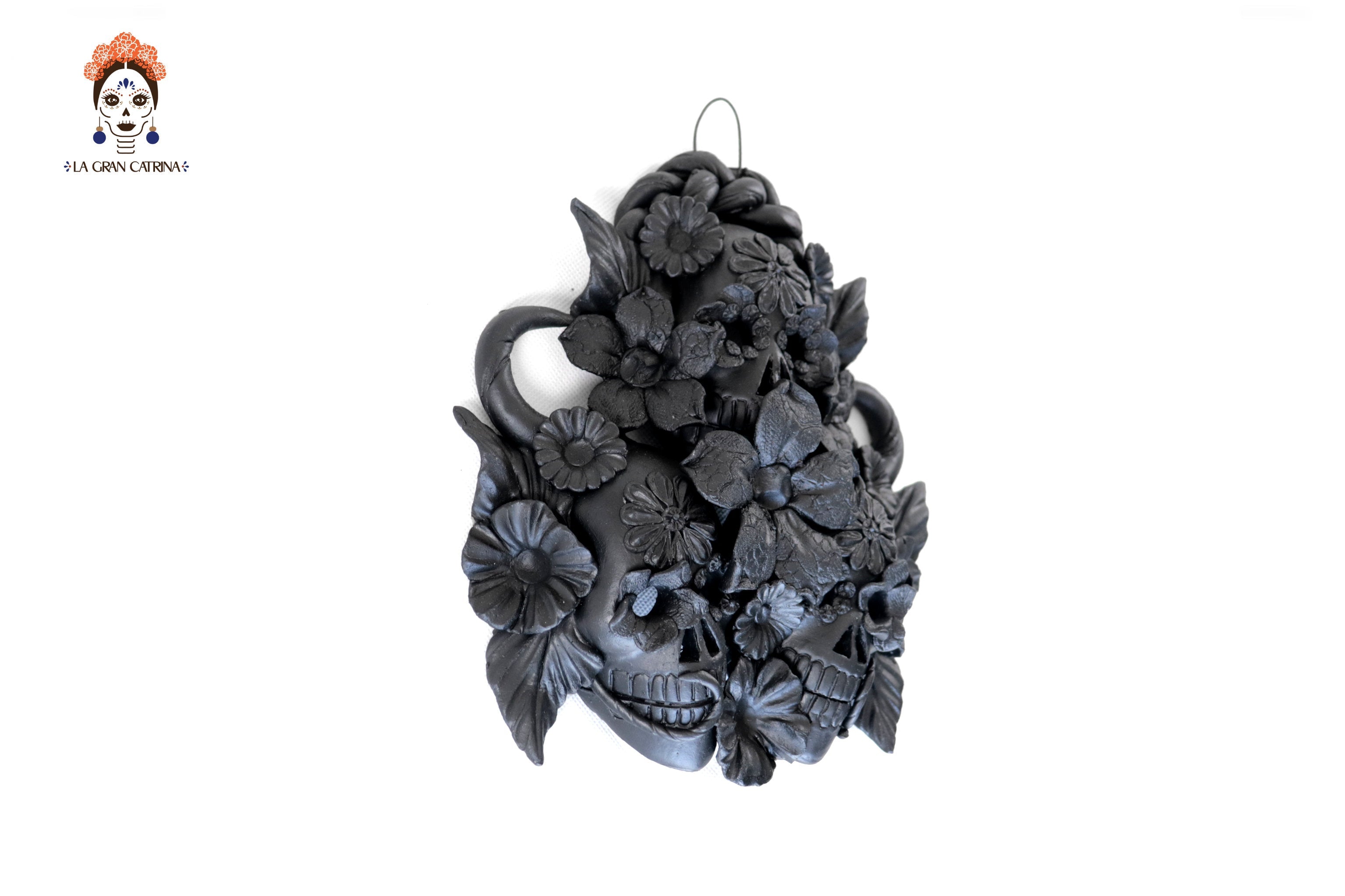 Skulls Blacks with Flowers I - 7.8 in. Brenda Capula