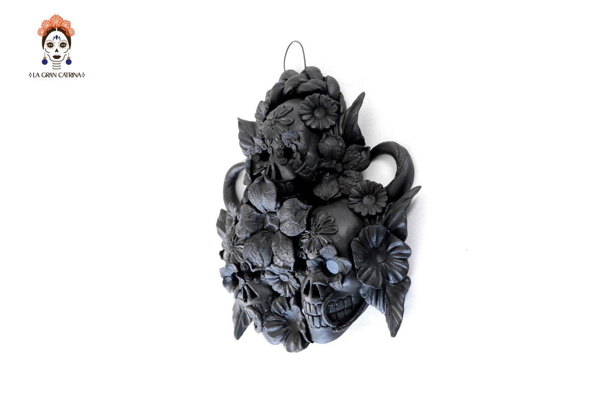 Skulls Blacks with Flowers I - 7.8 in. Brenda Capula