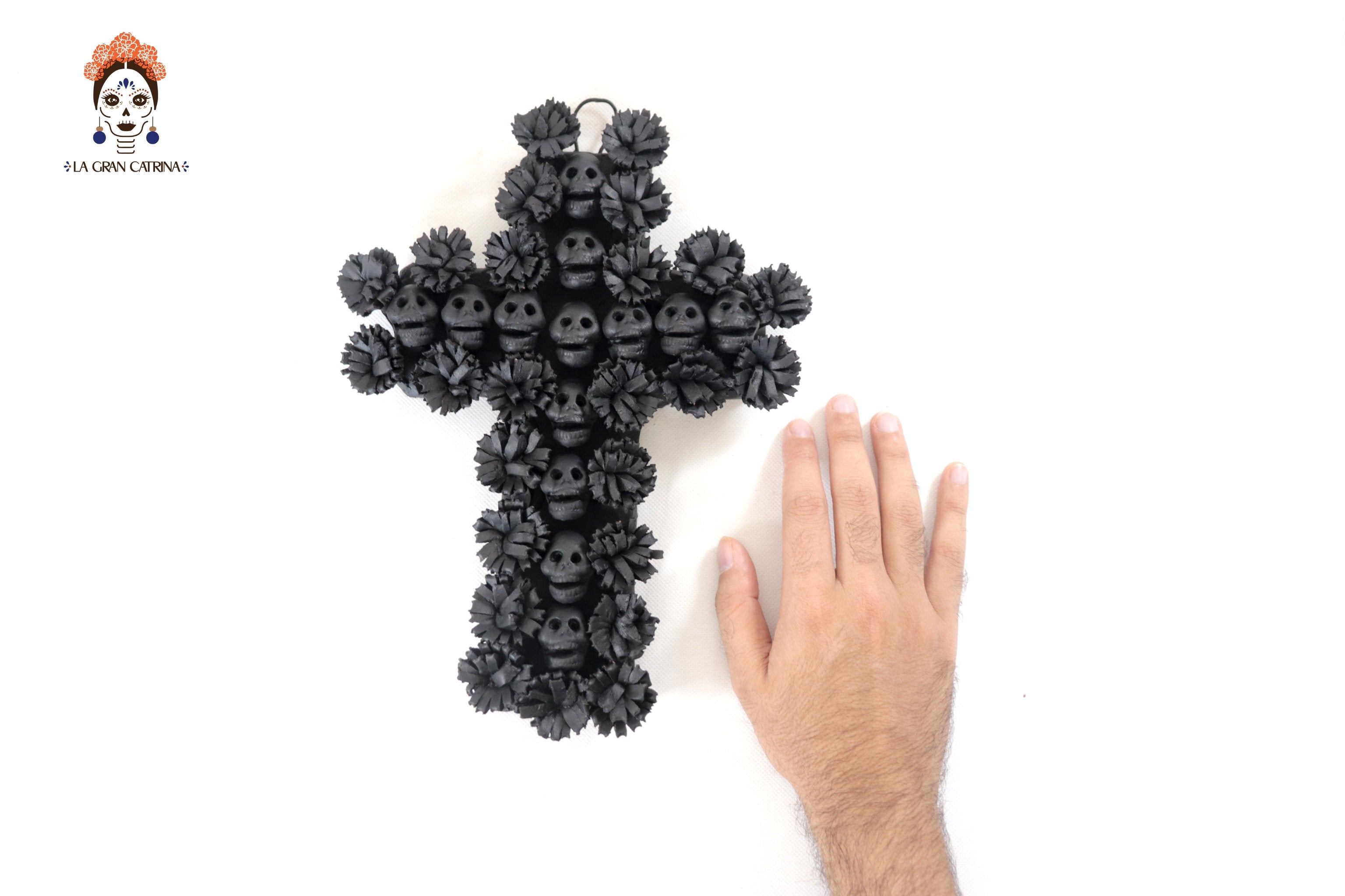 Cross Day of the Dead Clay Black 10 in. Lizbeth Cruces