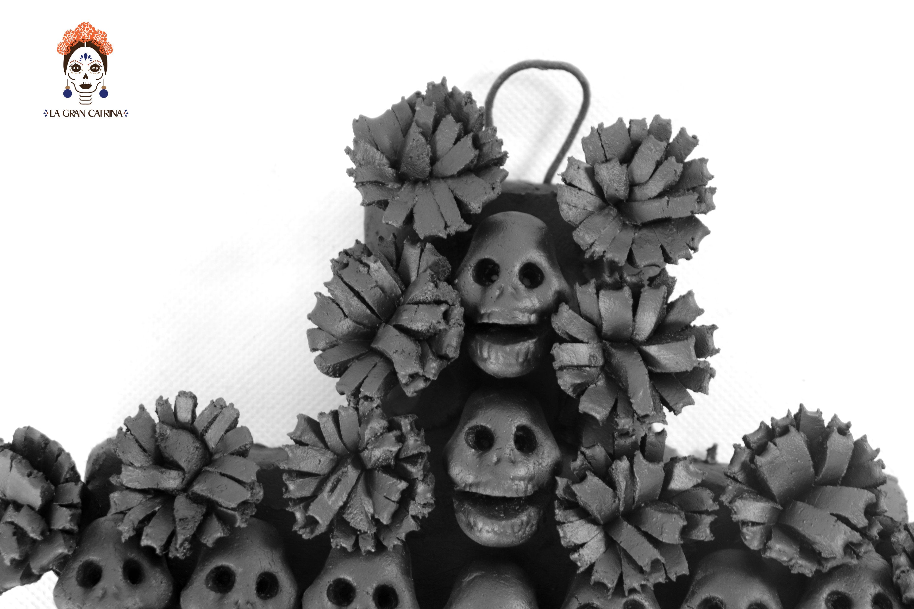 Cross Day of the Dead Clay Black 10 in. Lizbeth Cruces