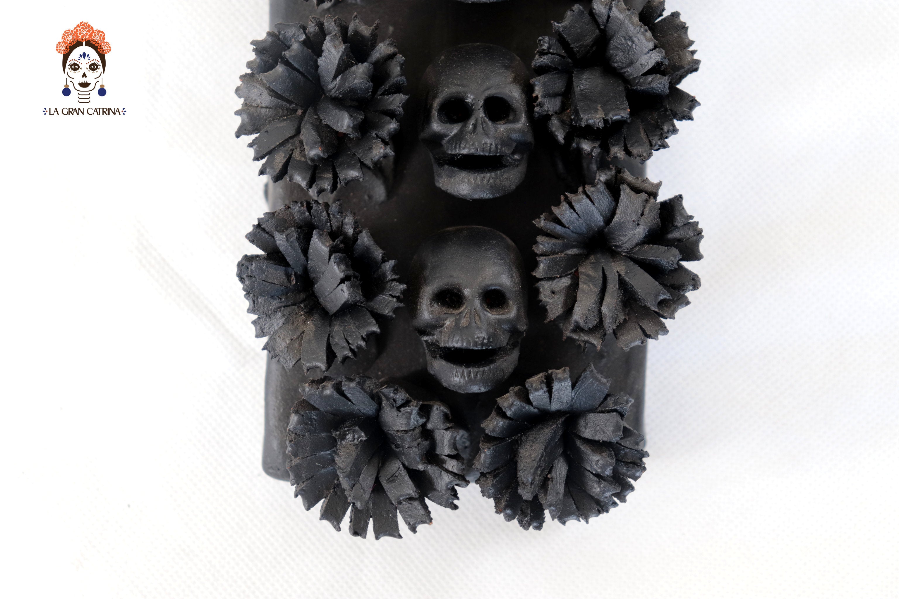 Cross Day of the Dead GranClay Black - 15.7 in. Lizbeth Cruces