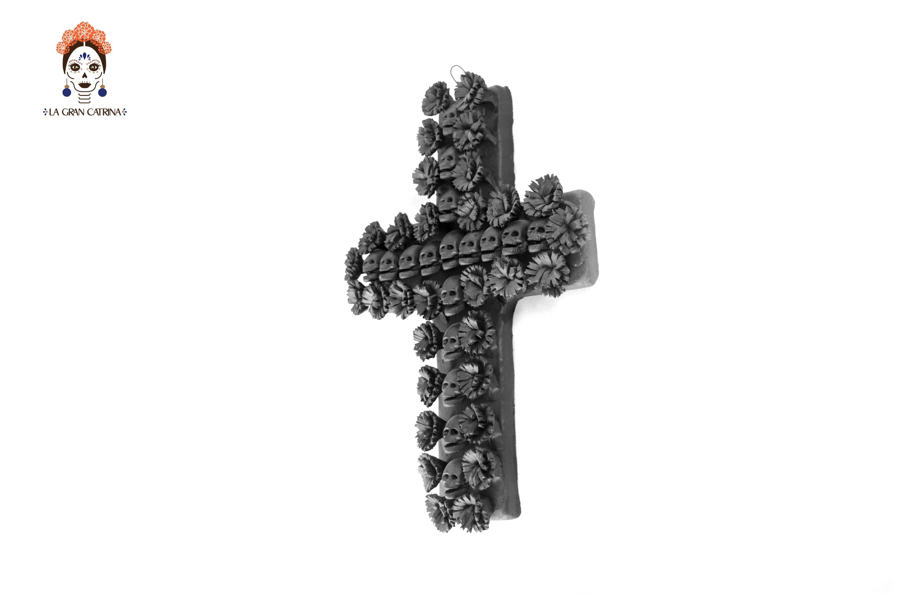 Cross Day of the Dead GranClay Black - 15.7 in. Lizbeth Cruces