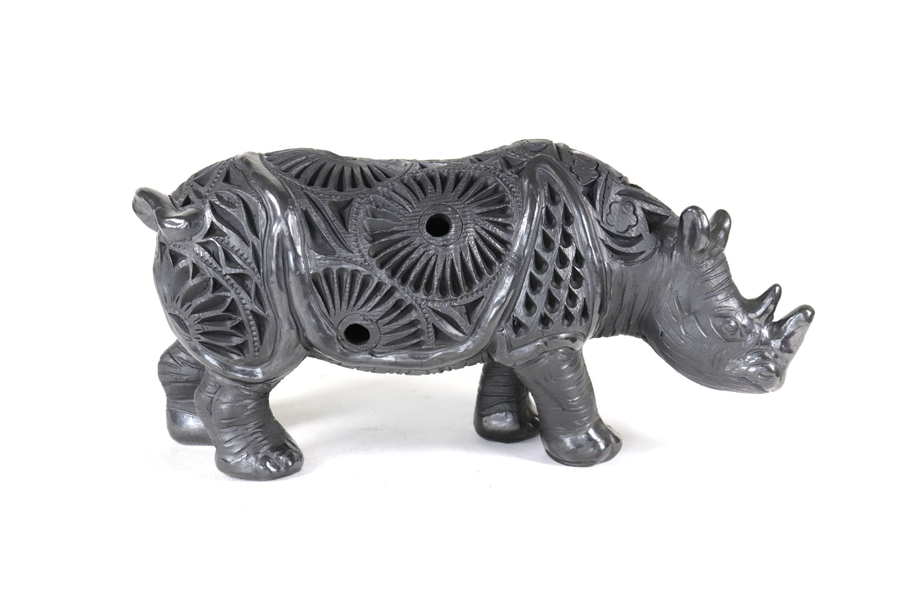 Black Clay Rhinoceros - 5.5 in. Tere Oax