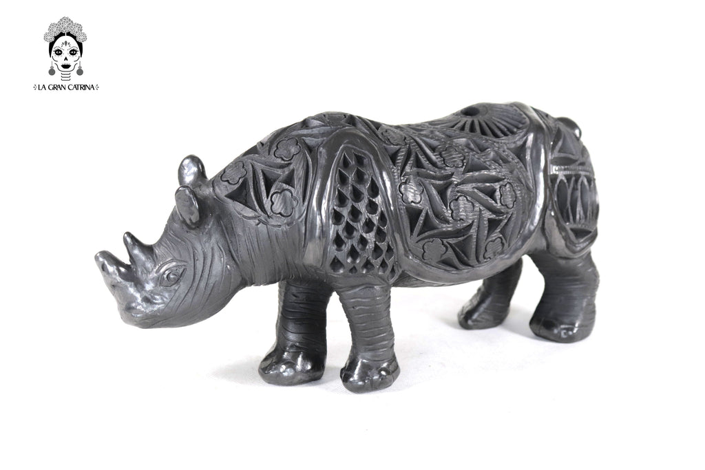 Black Clay Rhinoceros - 5.5 in. Tere Oax
