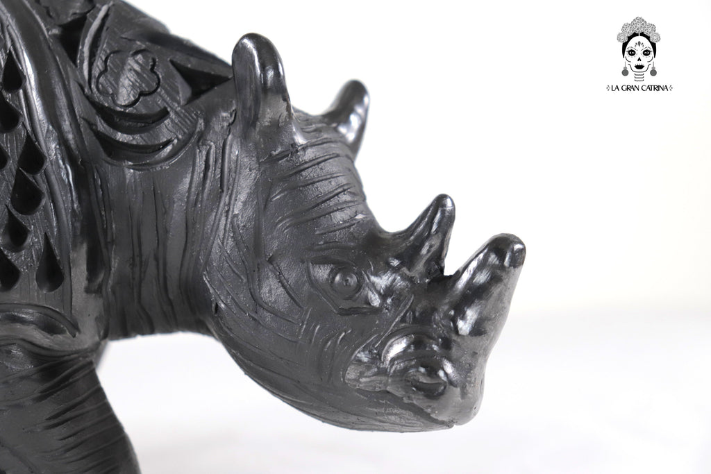 Black Clay Rhinoceros - 5.5 in. Tere Oax