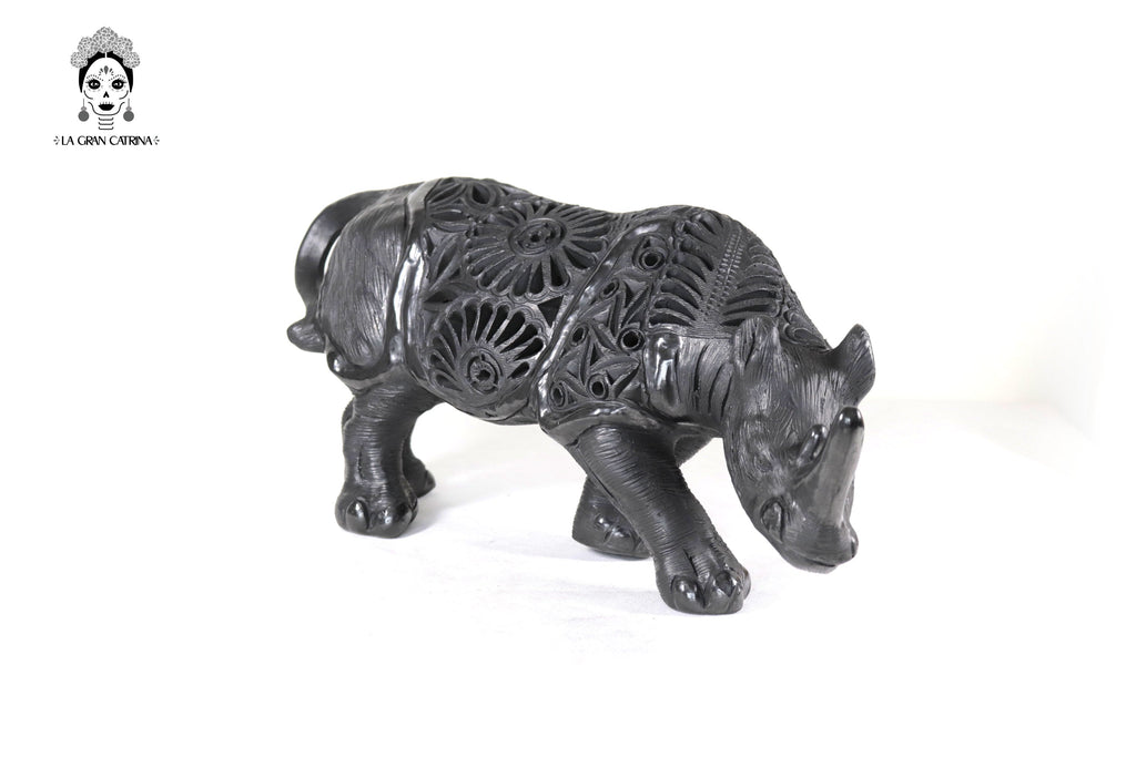 Black Clay Rhinoceros - 7.9 in. Tere Oax