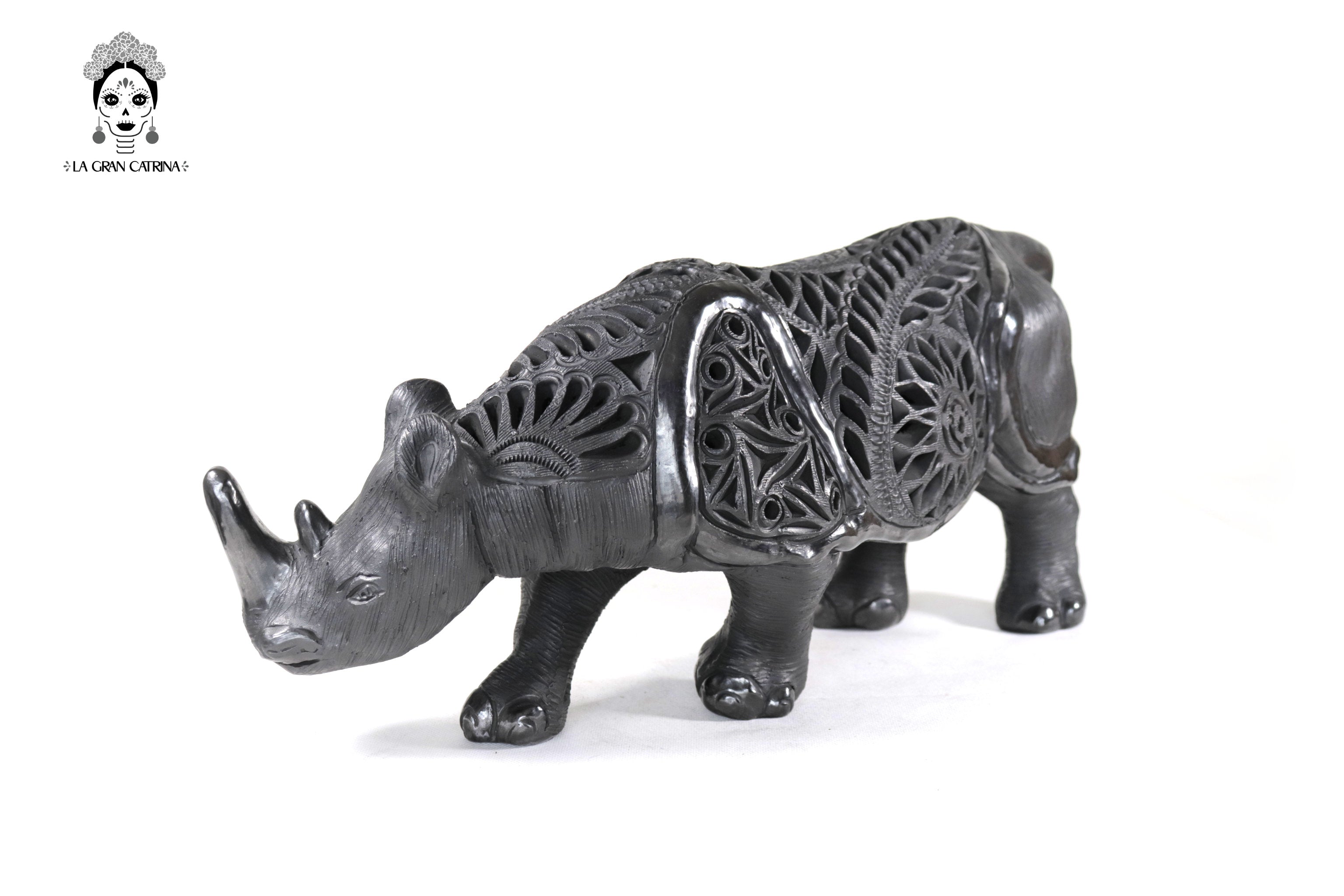 Black Clay Rhinoceros - 7.9 in. Tere Oax