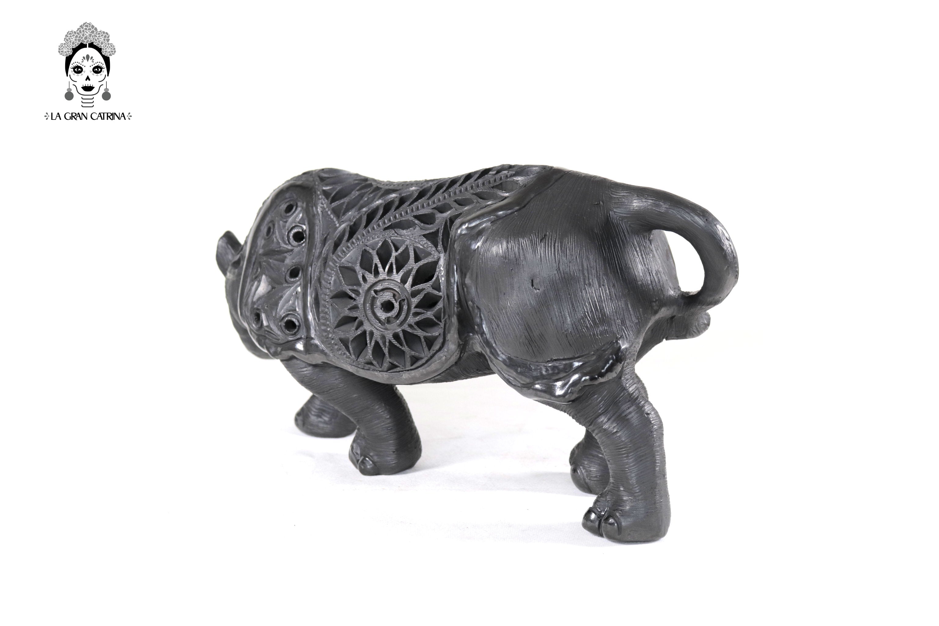 Black Clay Rhinoceros - 7.9 in. Tere Oax