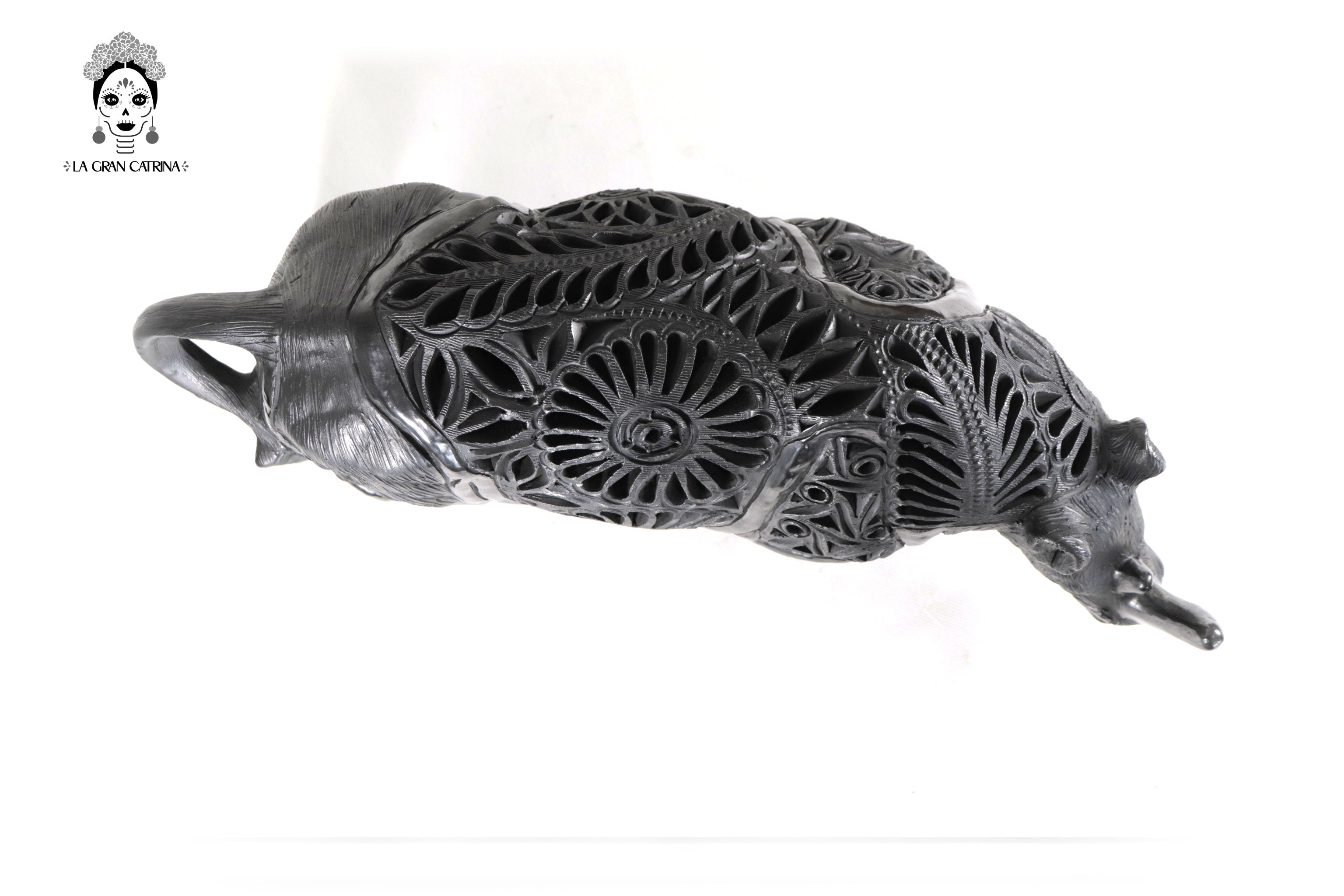 Black Clay Rhinoceros - 7.9 in. Tere Oax