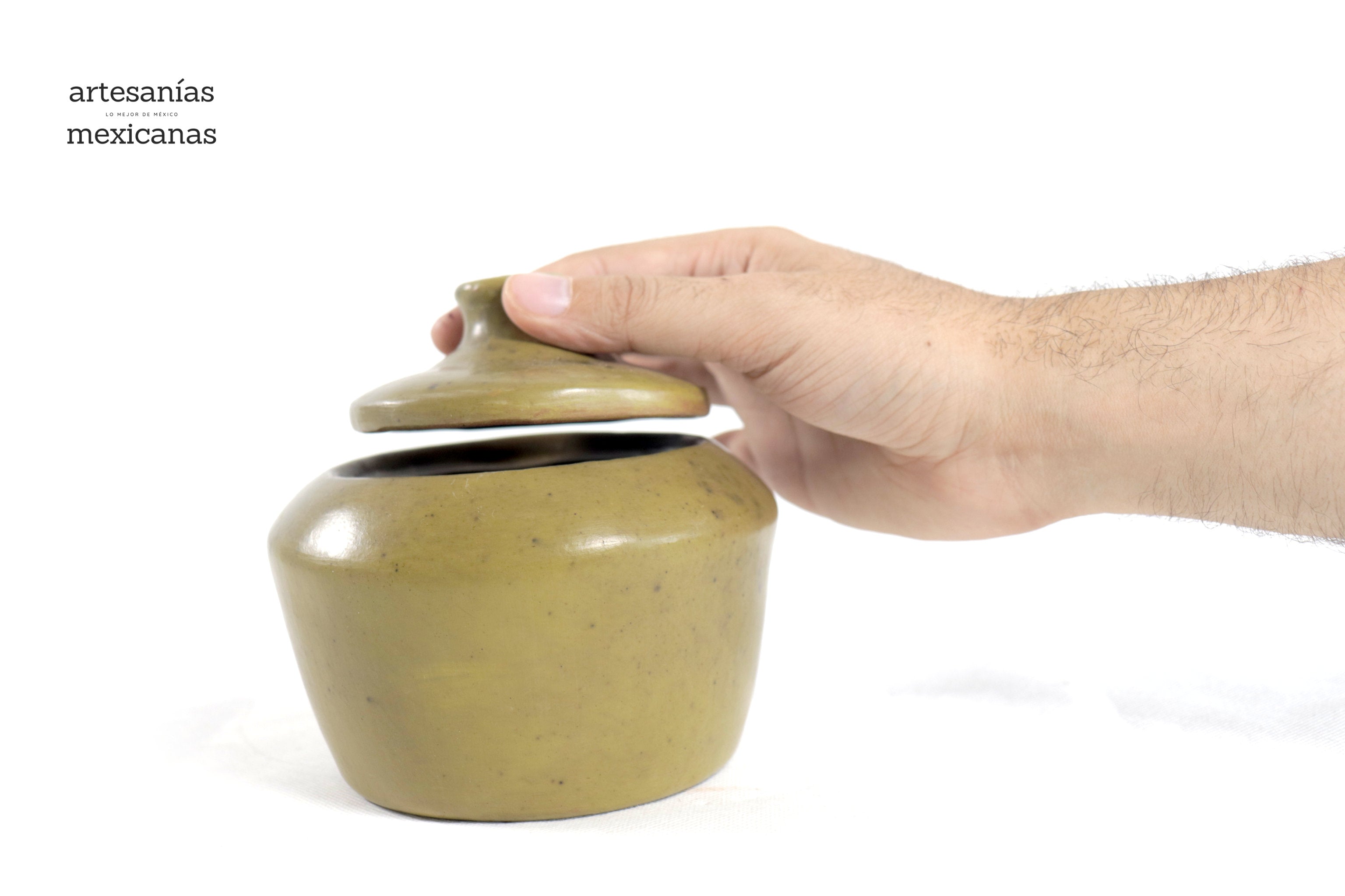 Sugar Bowl olive green - 4.7 in. - Handcraft Wholesale Trejo