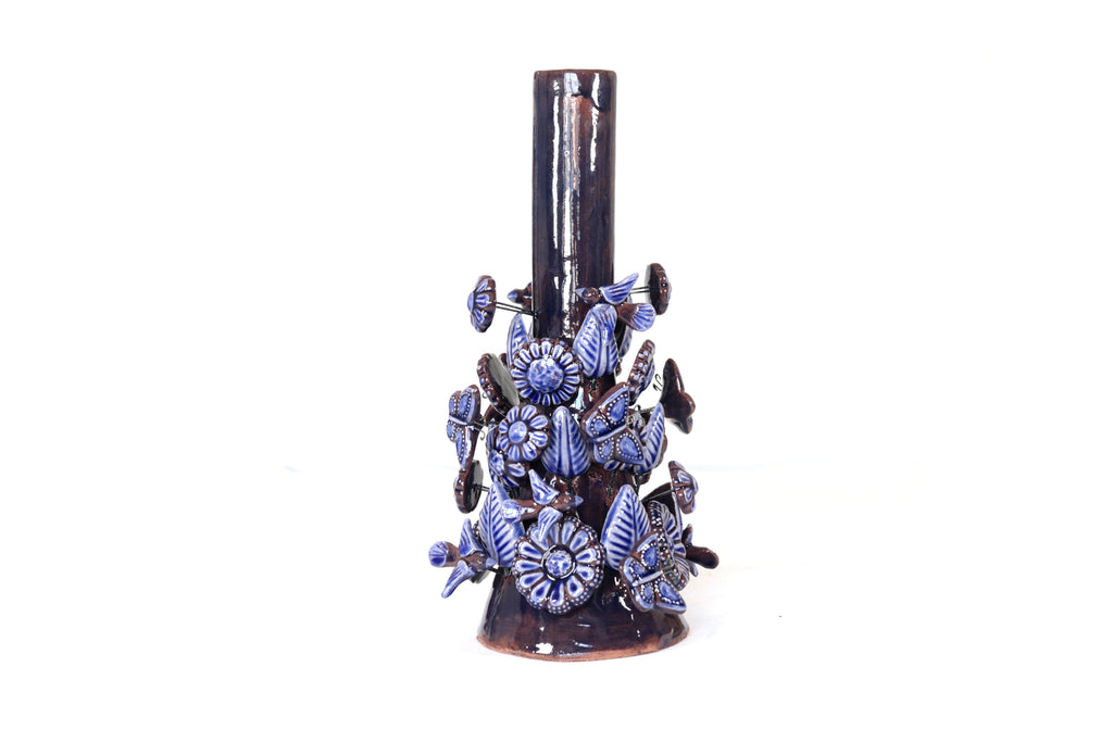 Set of 3 Porta Cirio Blue - Glazed Clay - 11.4 in. Montoya