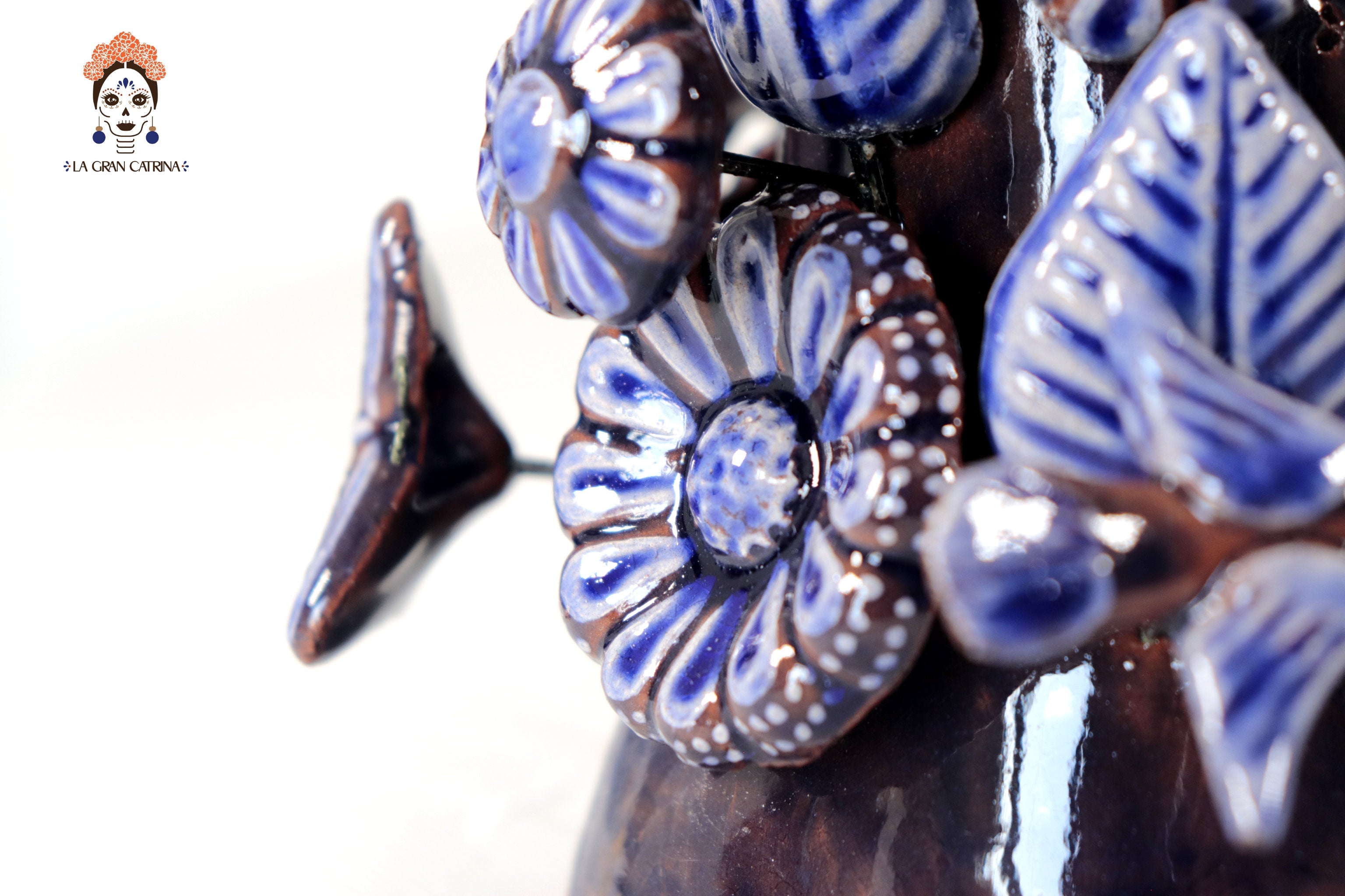 Set of 3 Porta Cirio Blue - Glazed Clay - 11.4 in. Montoya