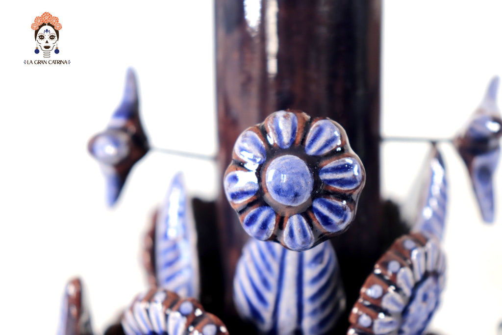 Set of 3 Porta Cirio Blue - Glazed Clay - 11.4 in. Montoya