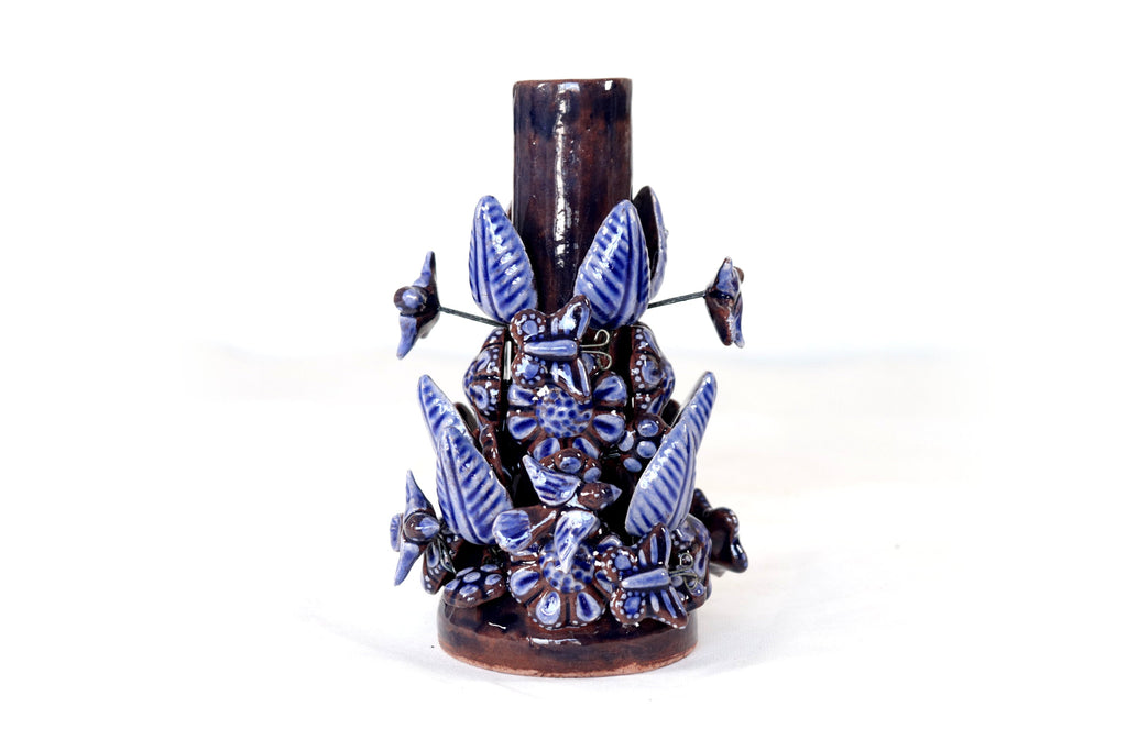 Set of 3 Porta Cirio Blue - Glazed Clay - 11.4 in. Montoya