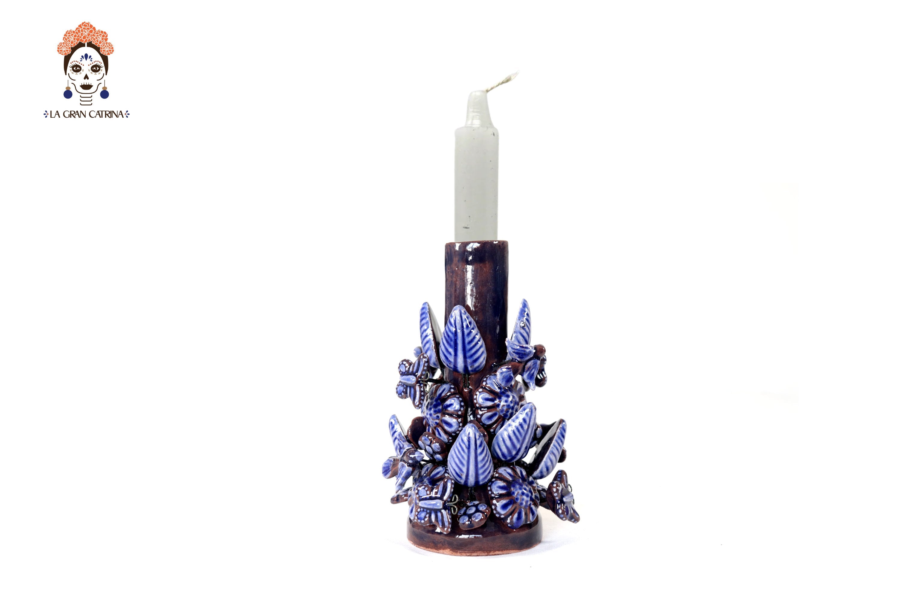 Set of 3 Porta Cirio Blue - Glazed Clay - 11.4 in. Montoya